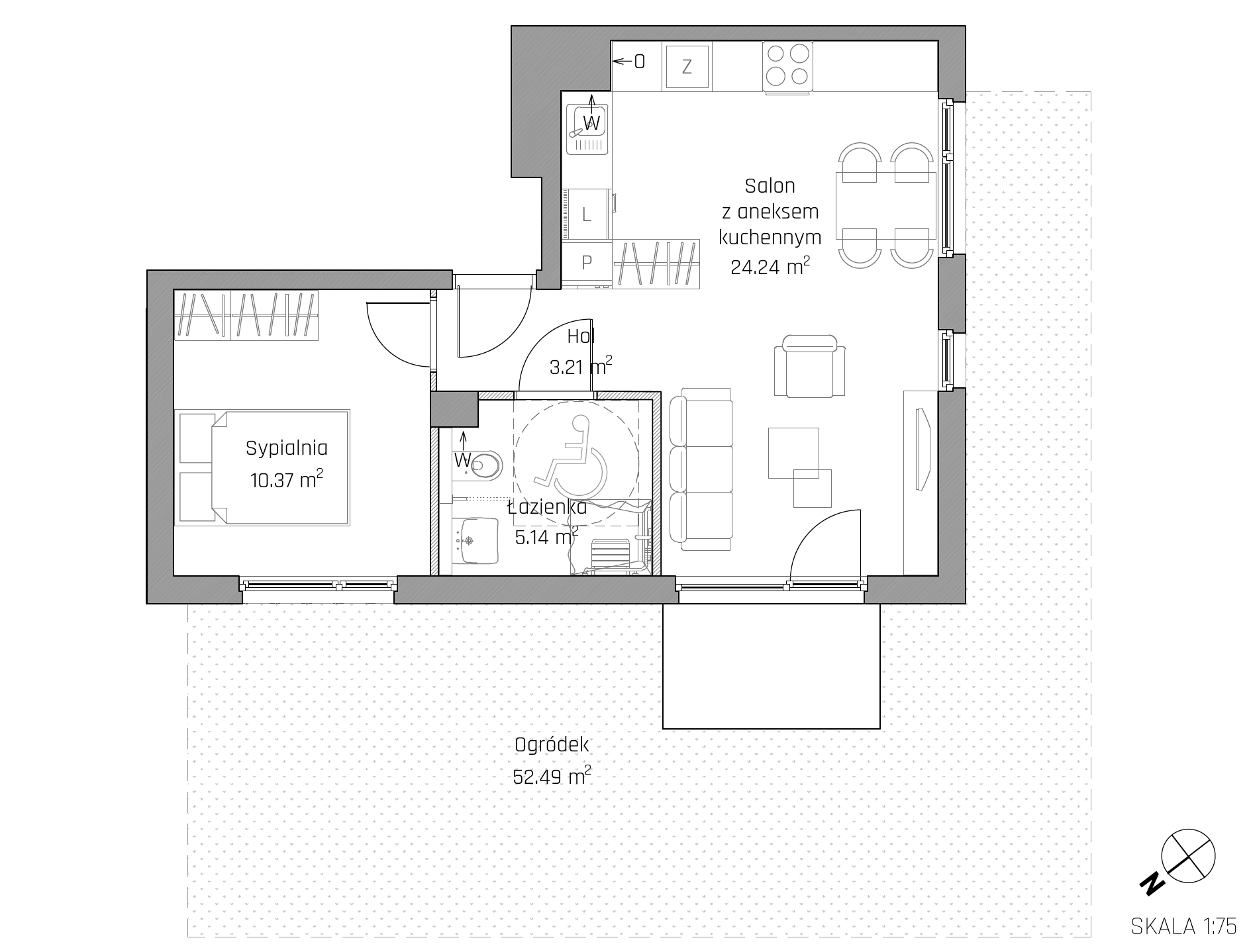 Plan 2 pok. 43m²