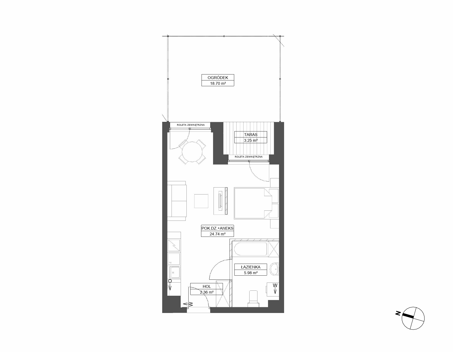 Plan 1 pok. 33m²