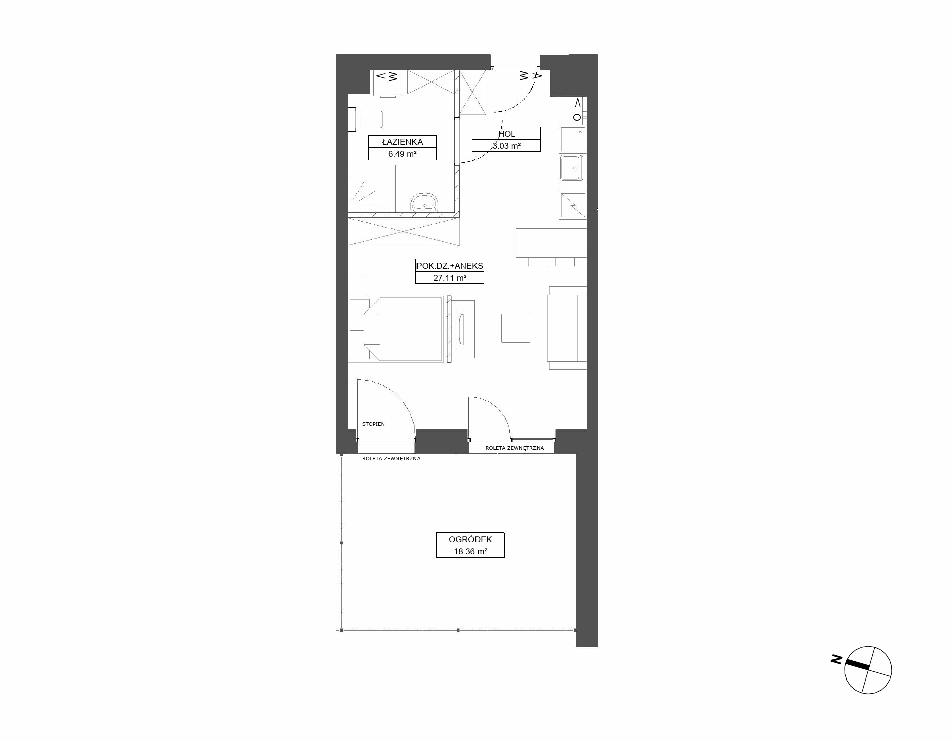 Plan 1 pok. 37m²