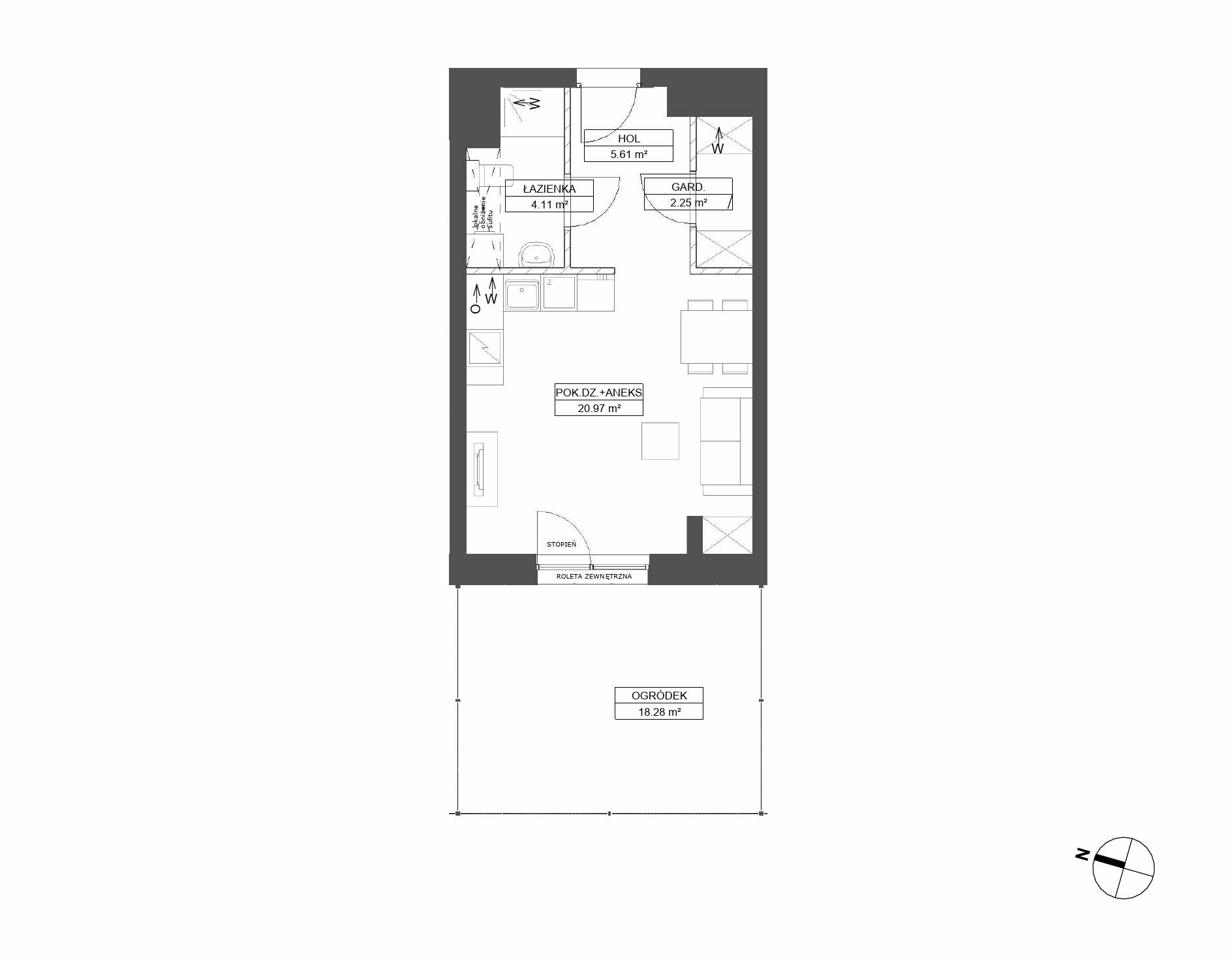 Plan 1 pok. 33m²