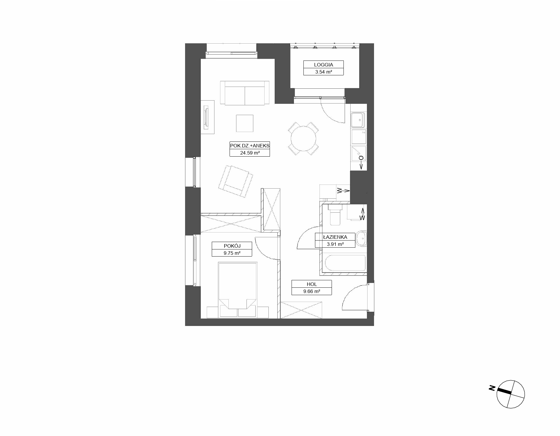 Plan 2 pok. 48m²