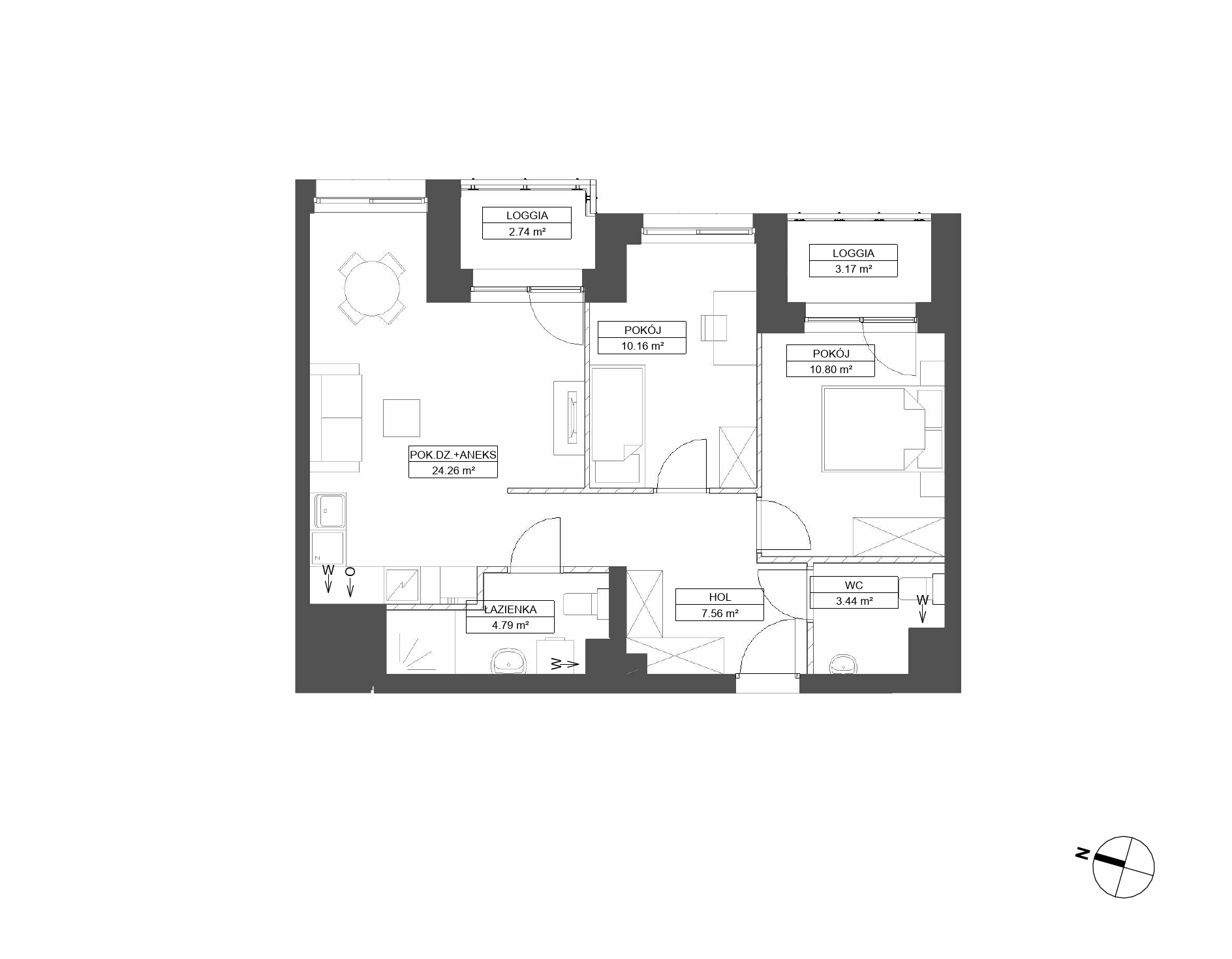 Plan 3 pok. 61m²