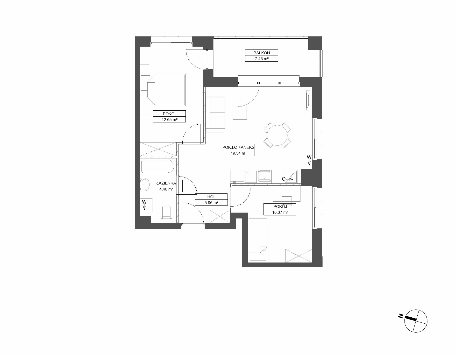 Plan 3 pok. 53m²