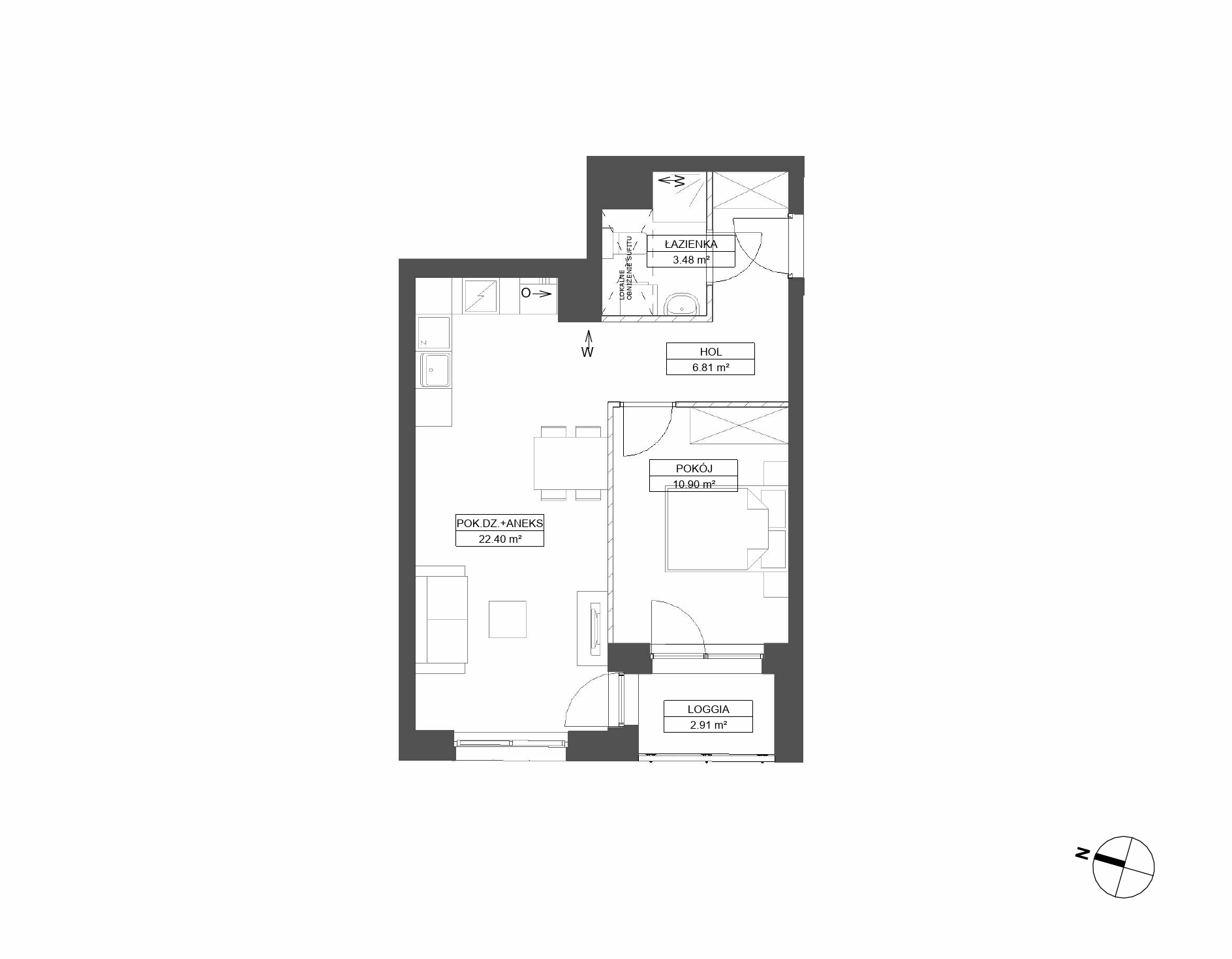 Plan 2 pok. 44m²