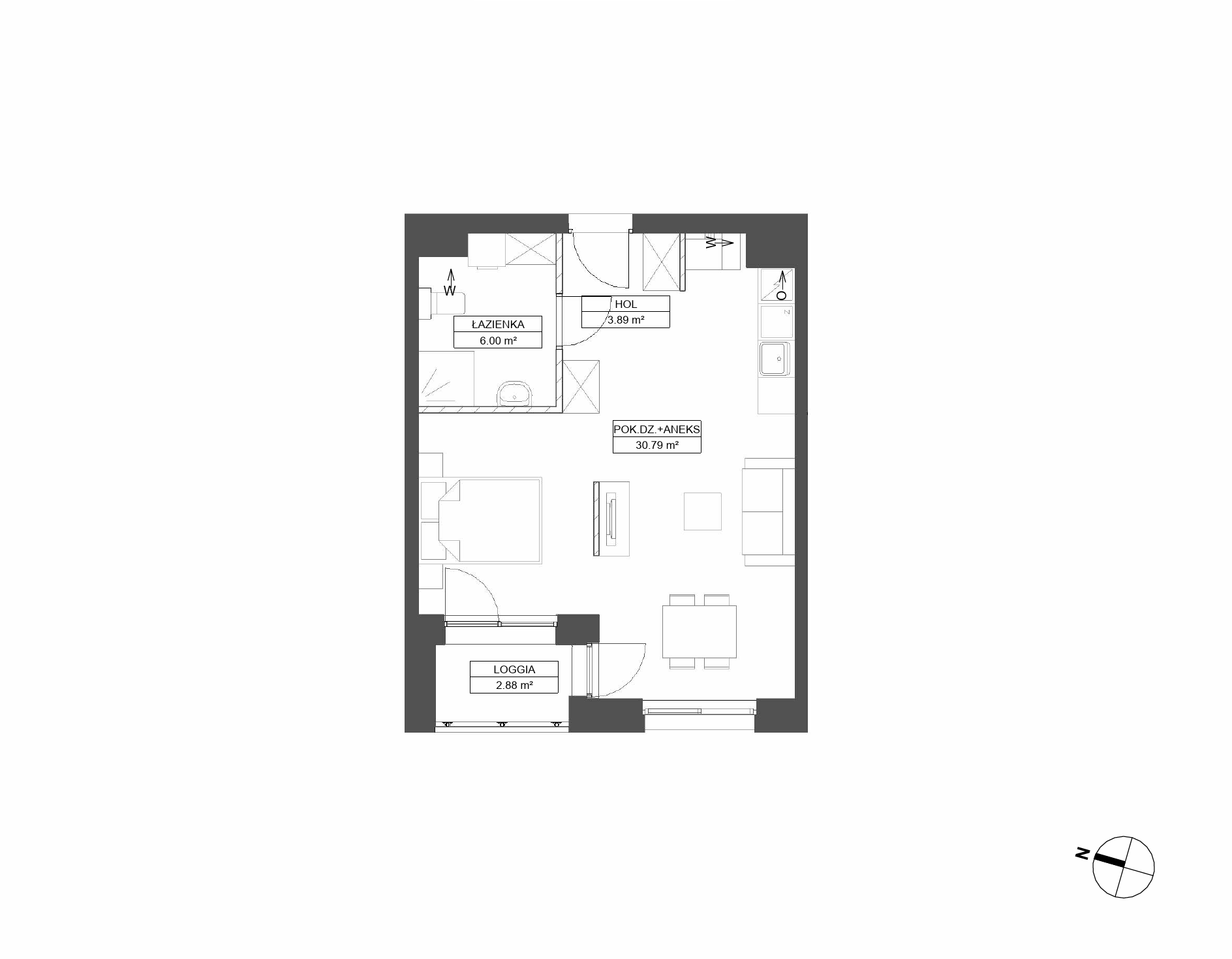 Plan 1 pok. 41m²
