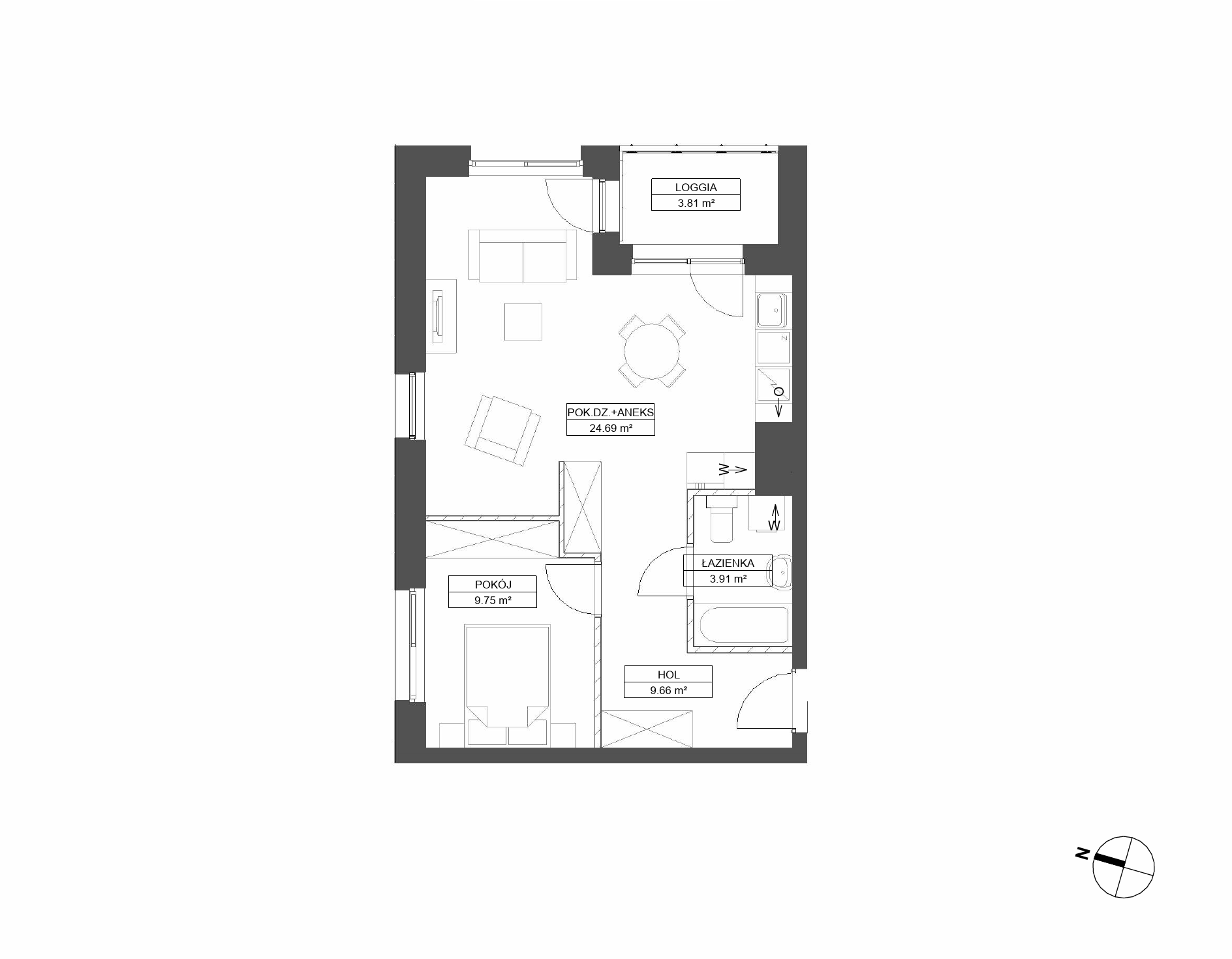 Plan 2 pok. 48m²
