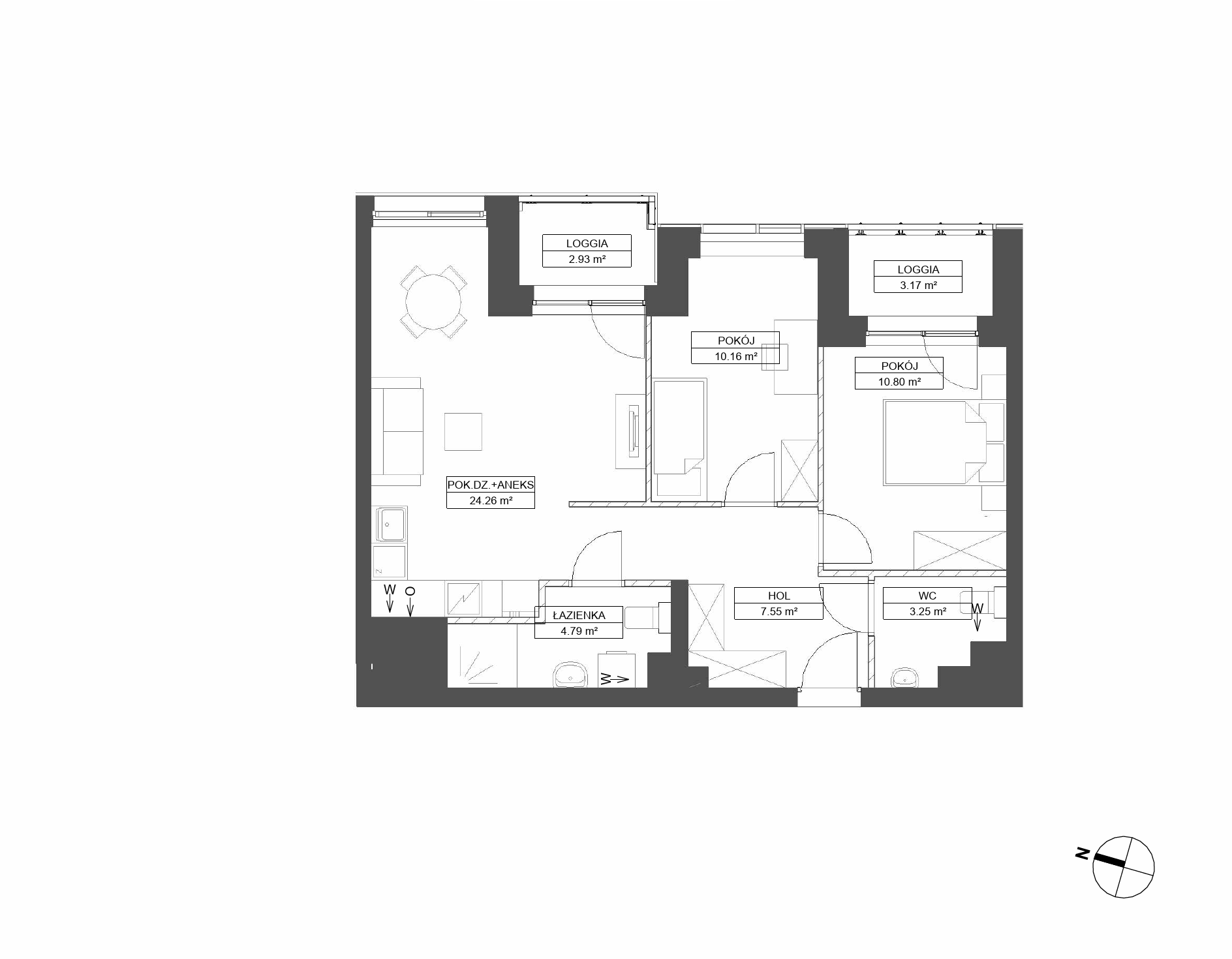 Plan 3 pok. 61m²