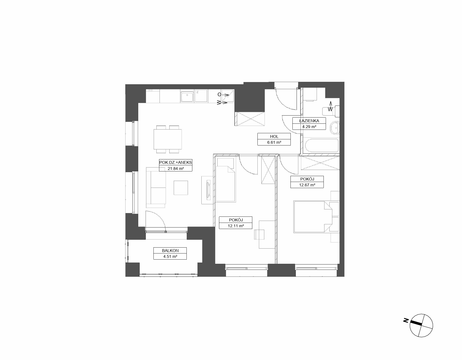 Plan 3 pok. 58m²