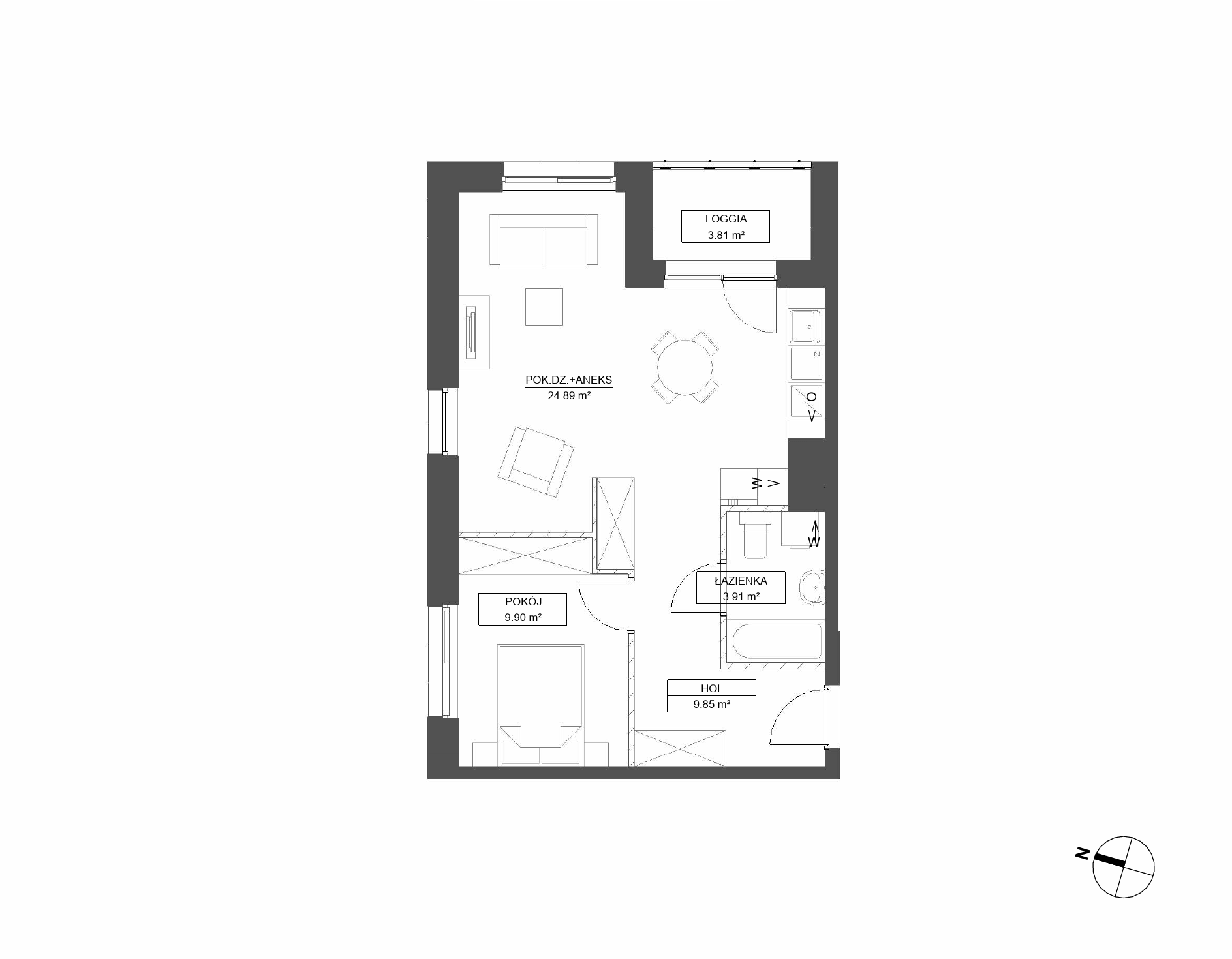 Plan 2 pok. 49m²