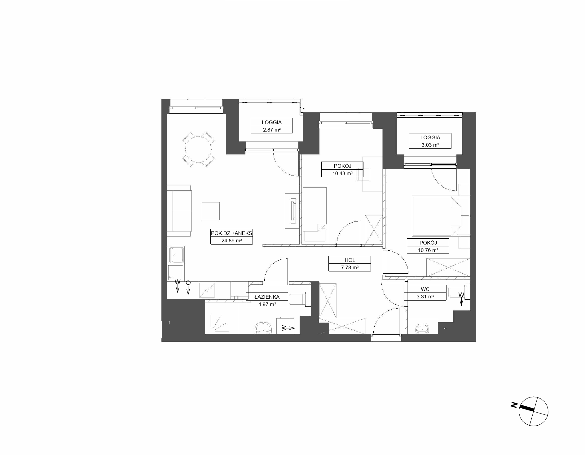 Plan 3 pok. 62m²