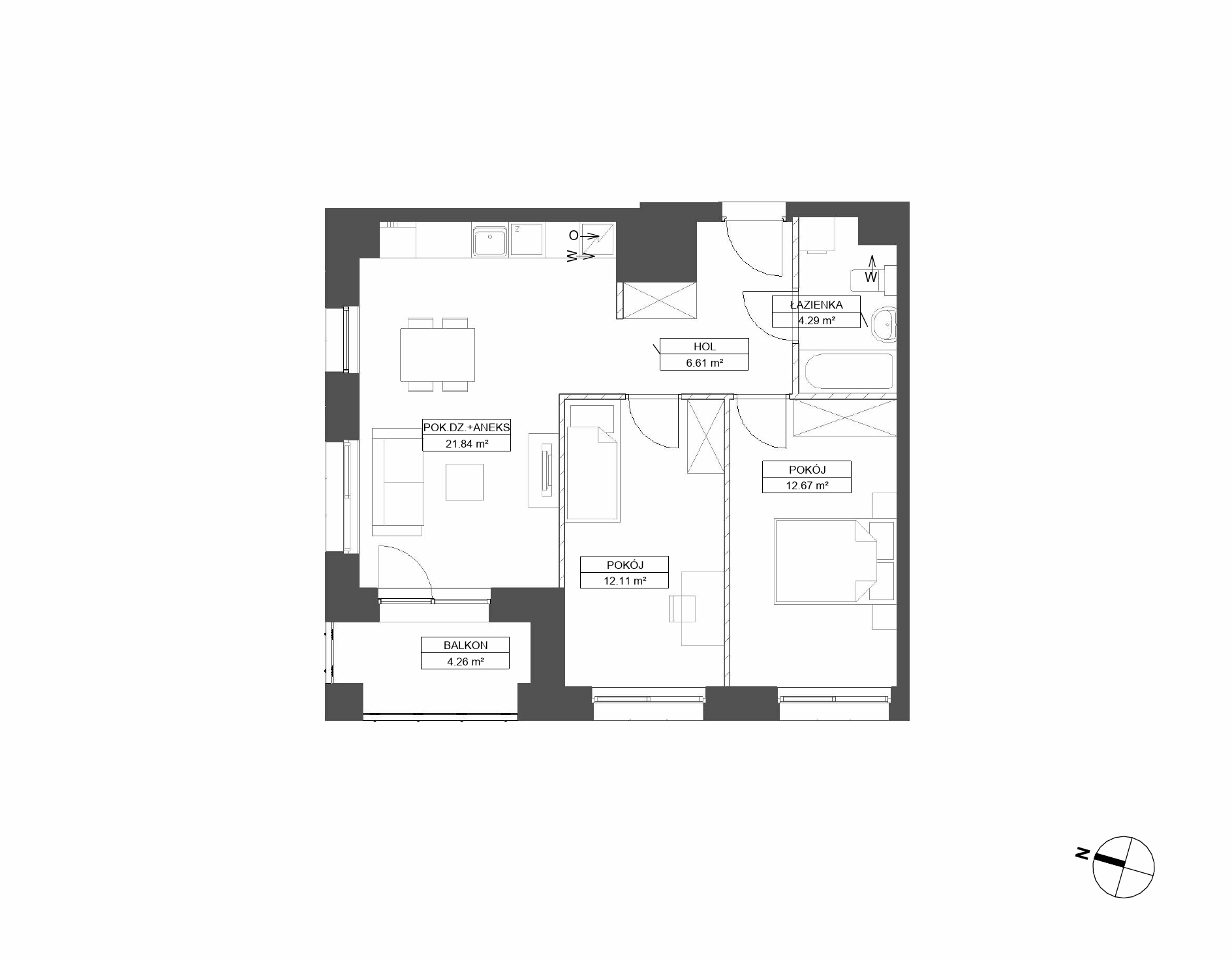 Plan 3 pok. 58m²