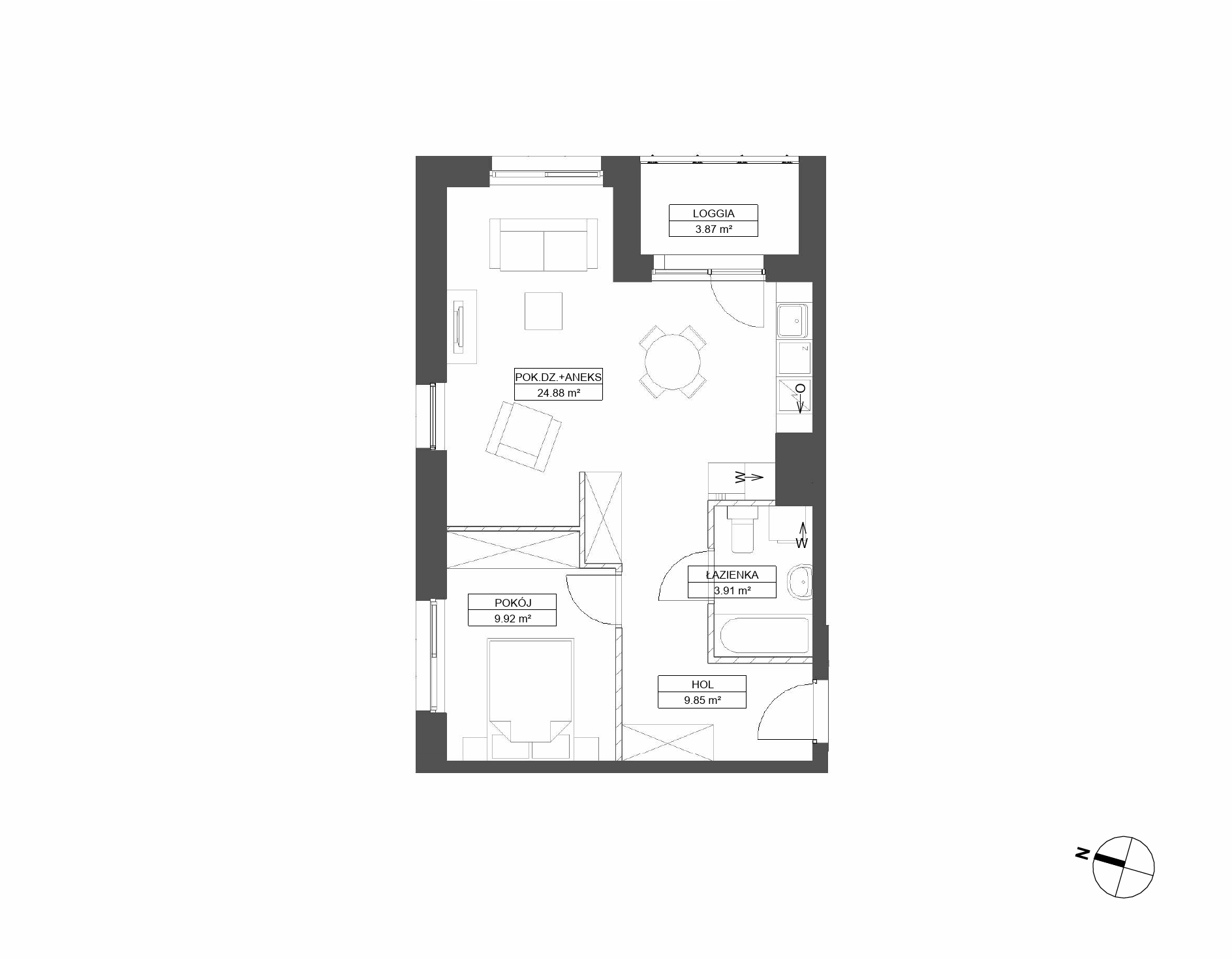 Plan 2 pok. 49m²