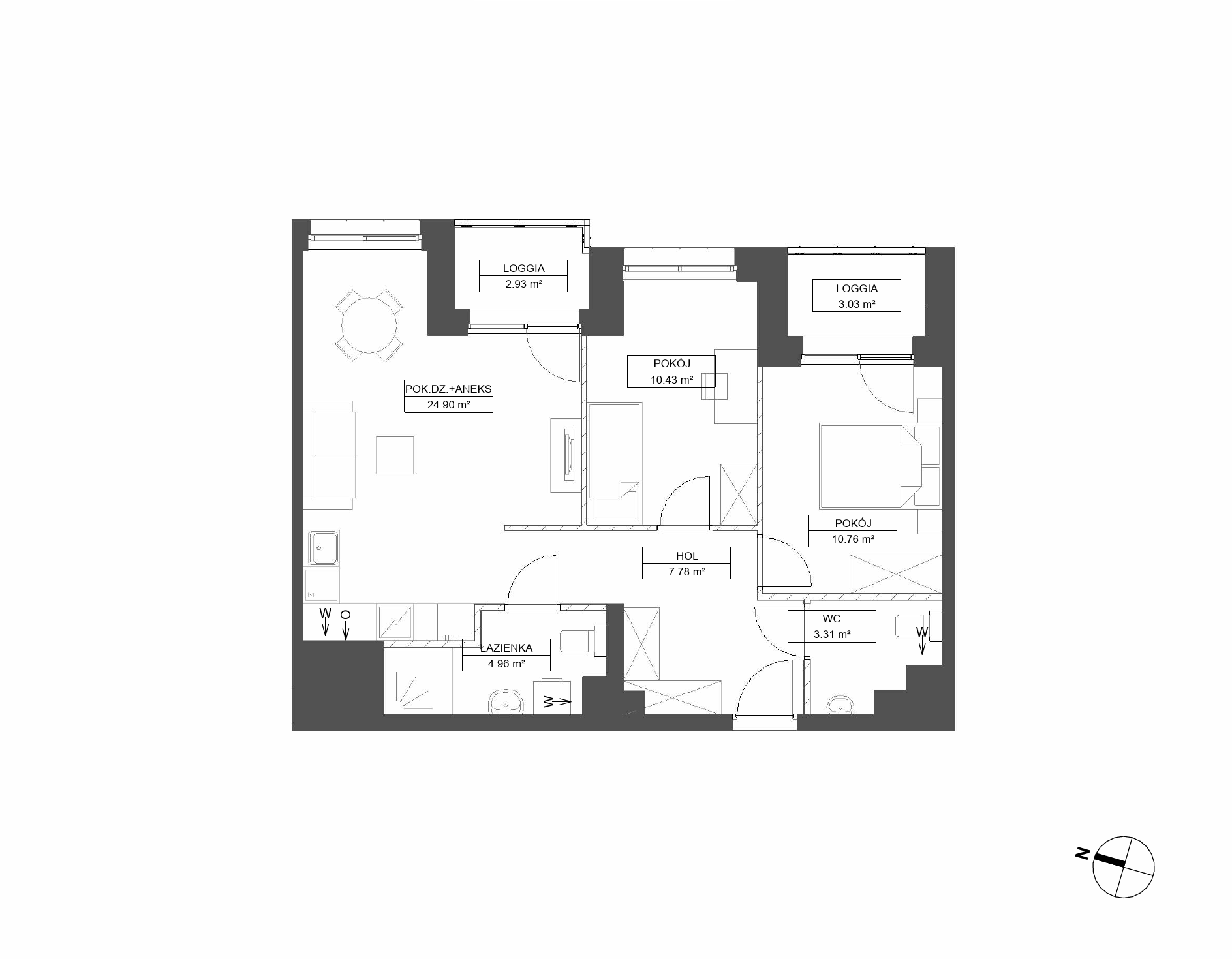 Plan 3 pok. 62m²