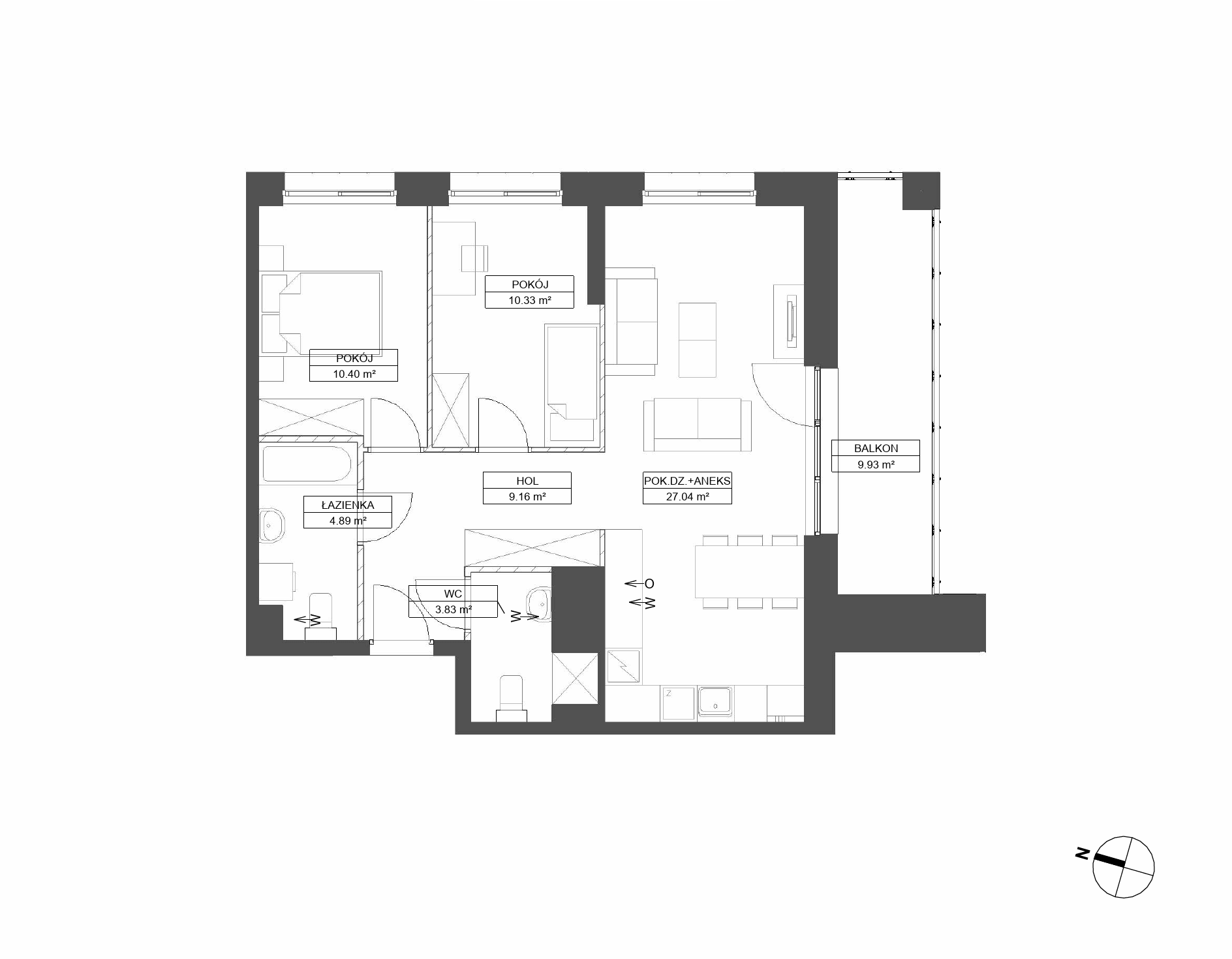 Plan 3 pok. 66m²