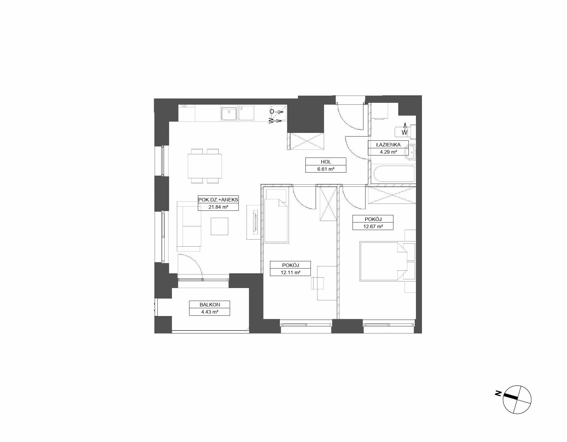 Plan 3 pok. 58m²