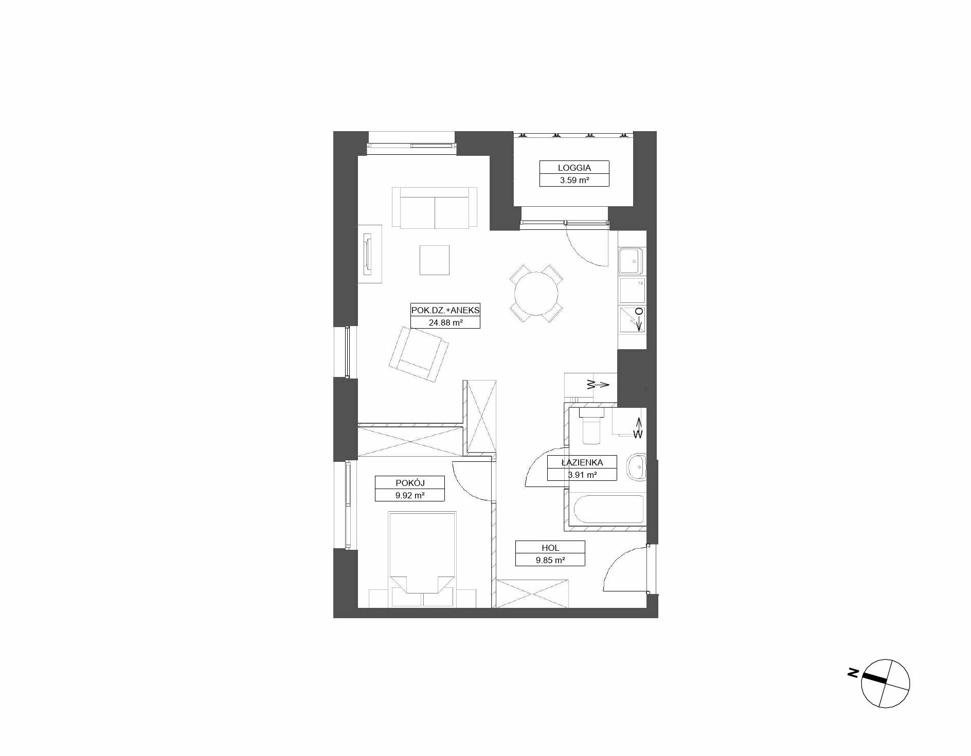 Plan 2 pok. 49m²