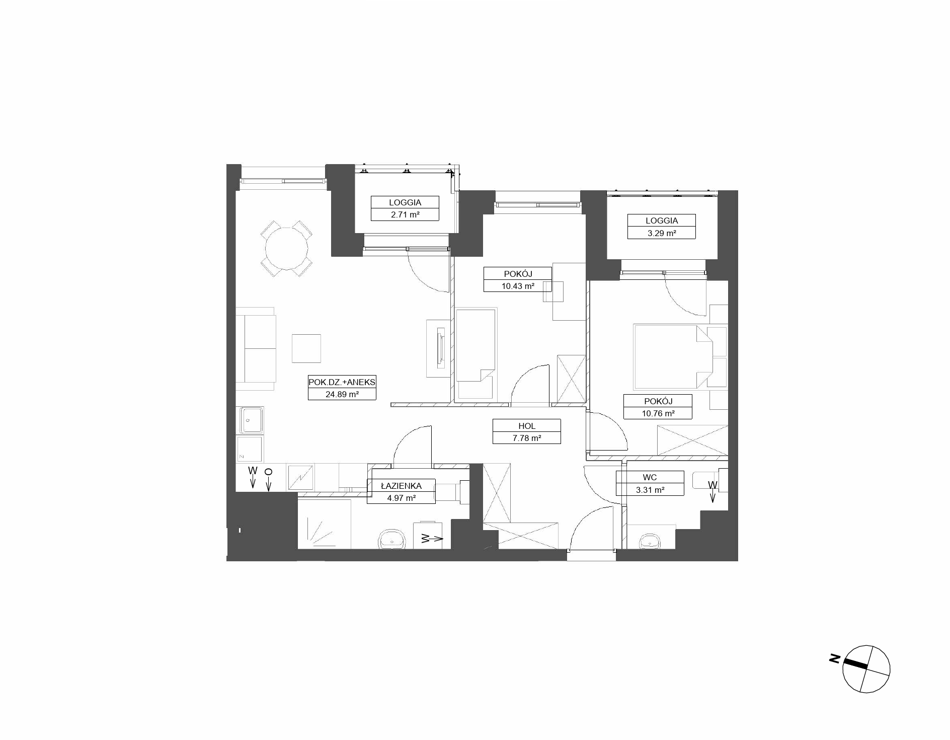 Plan 3 pok. 62m²