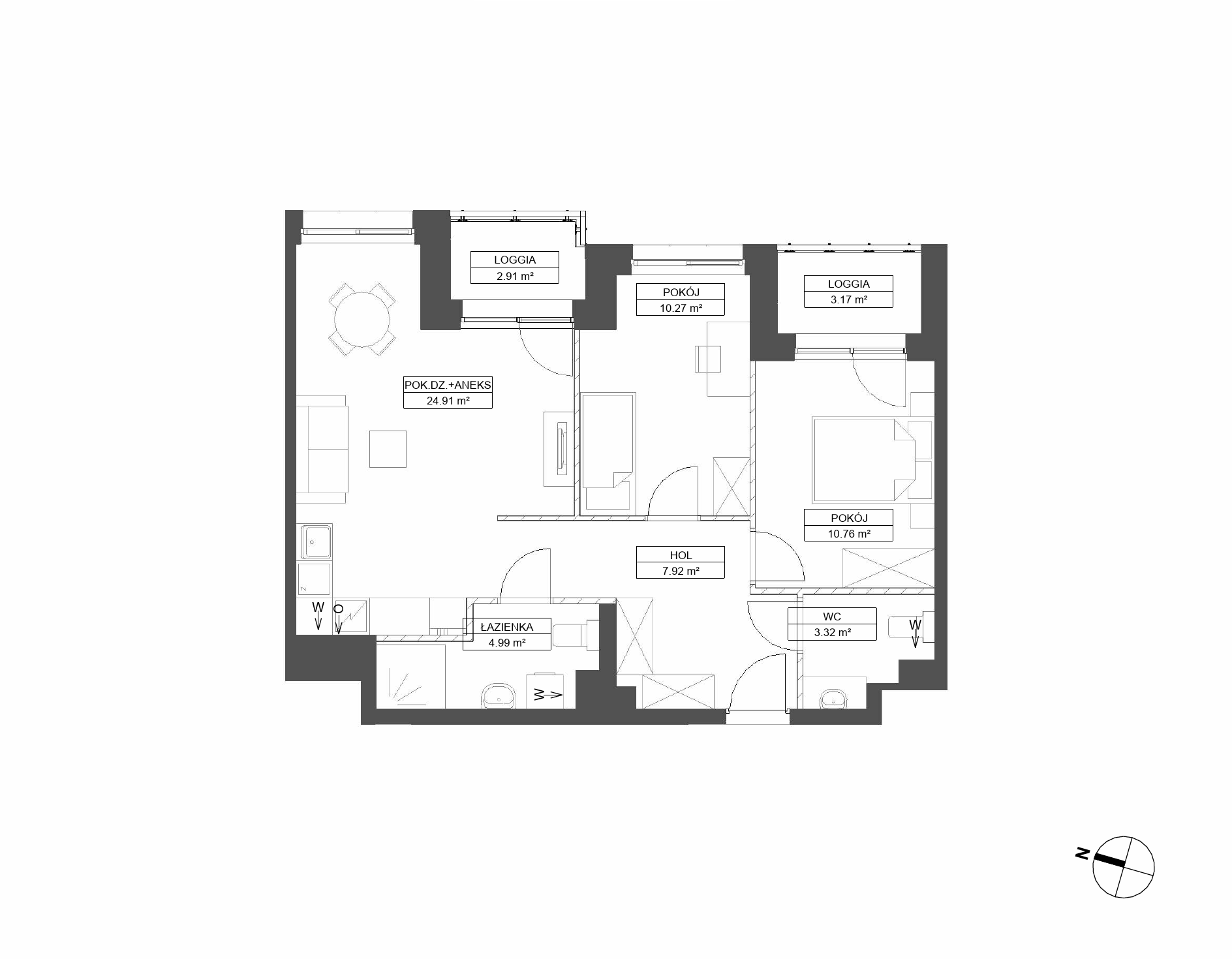 Plan 3 pok. 62m²
