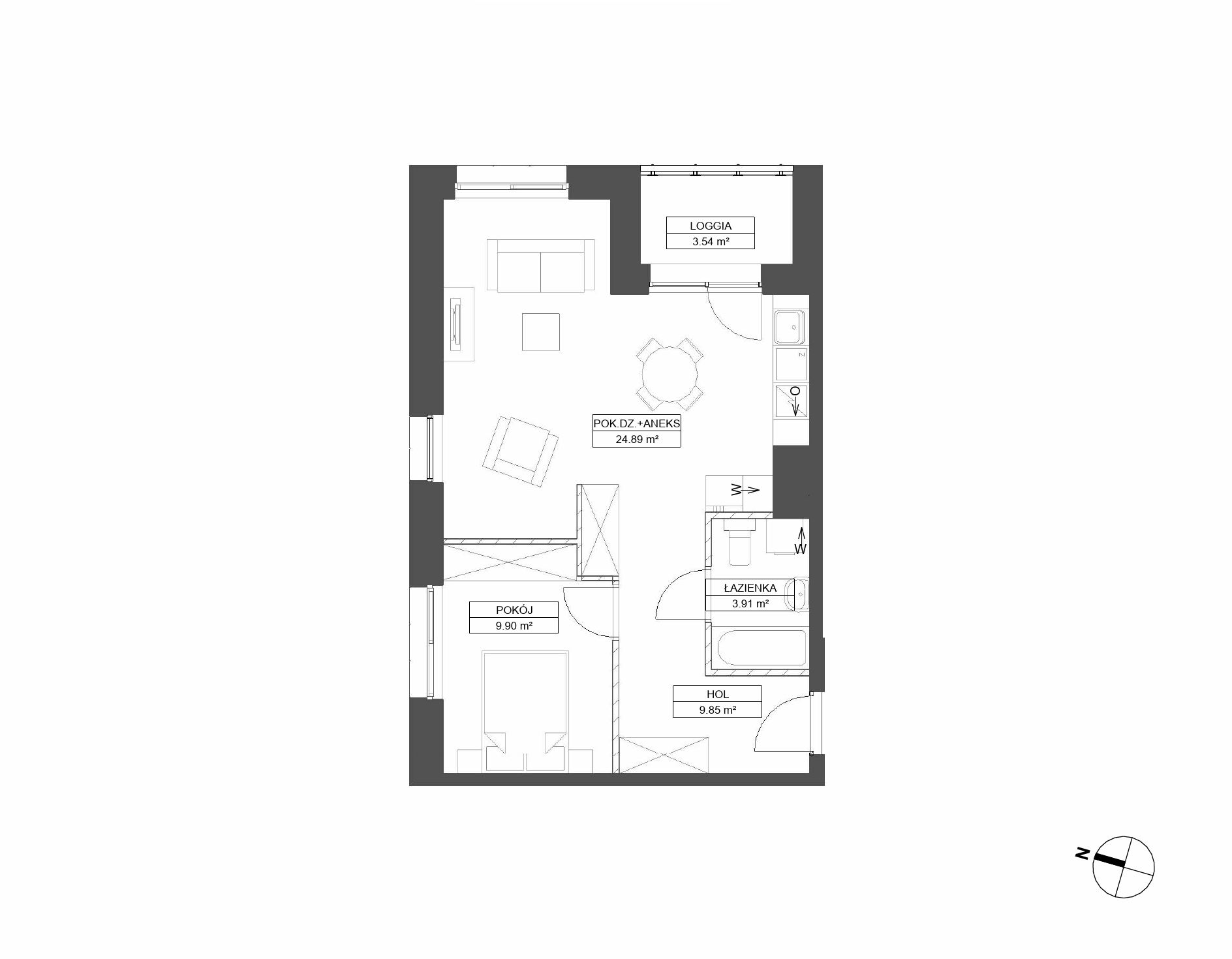 Plan 2 pok. 49m²