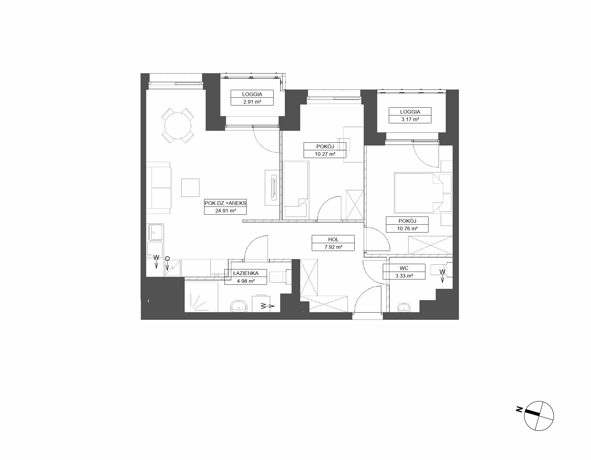 Plan 3 pok. 62m²