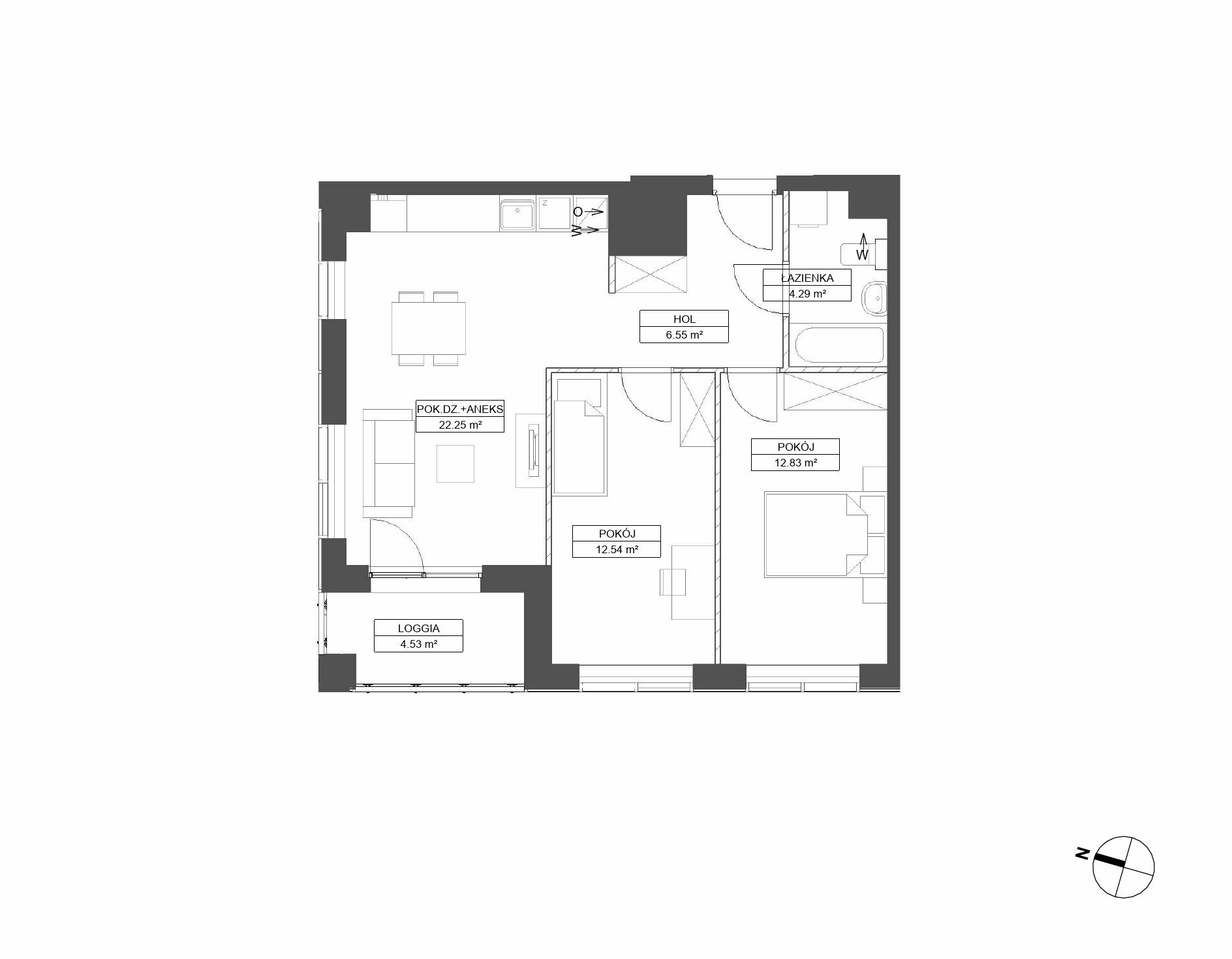 Plan 3 pok. 58m²