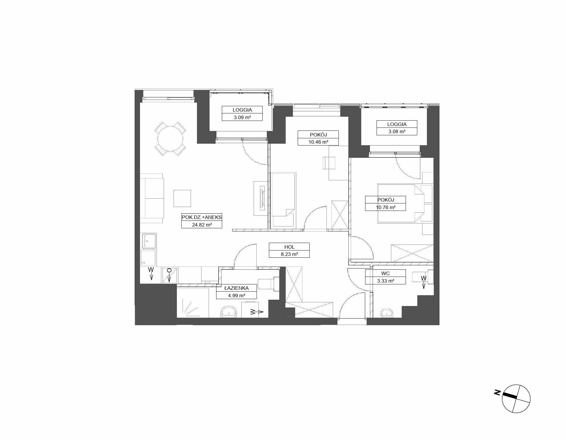 Plan 3 pok. 63m²