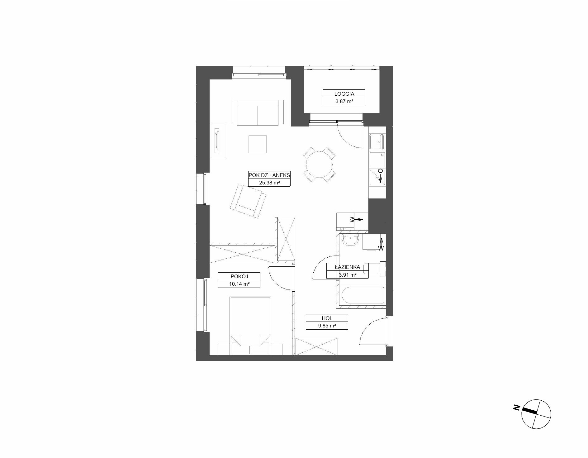 Plan 2 pok. 49m²