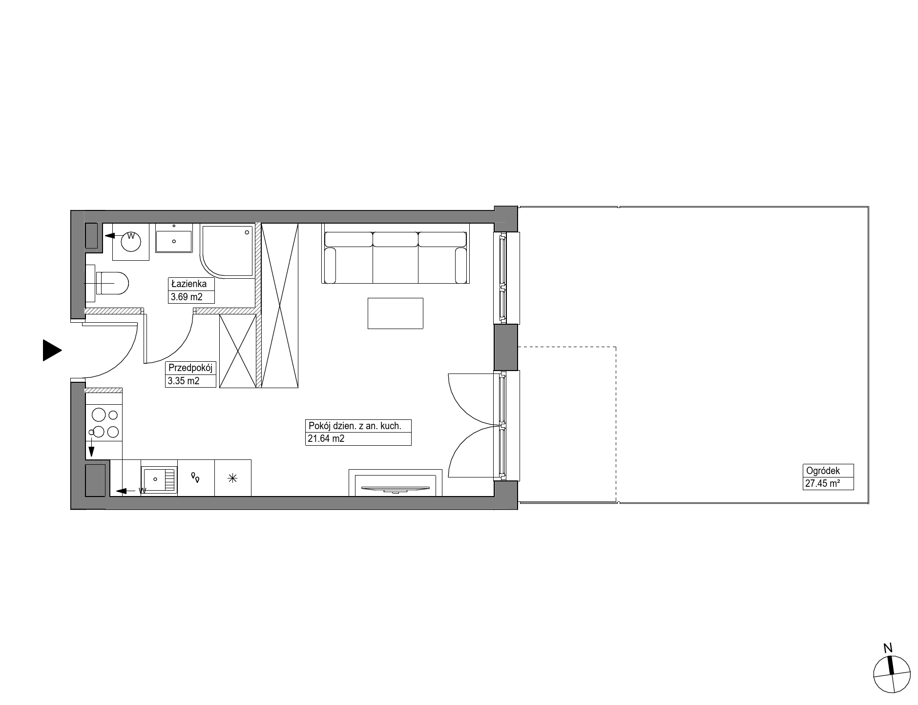 Plan 1 pok. 29m²