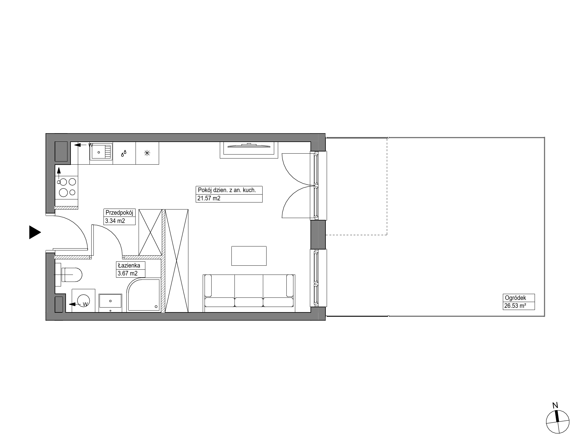 Plan 1 pok. 29m²