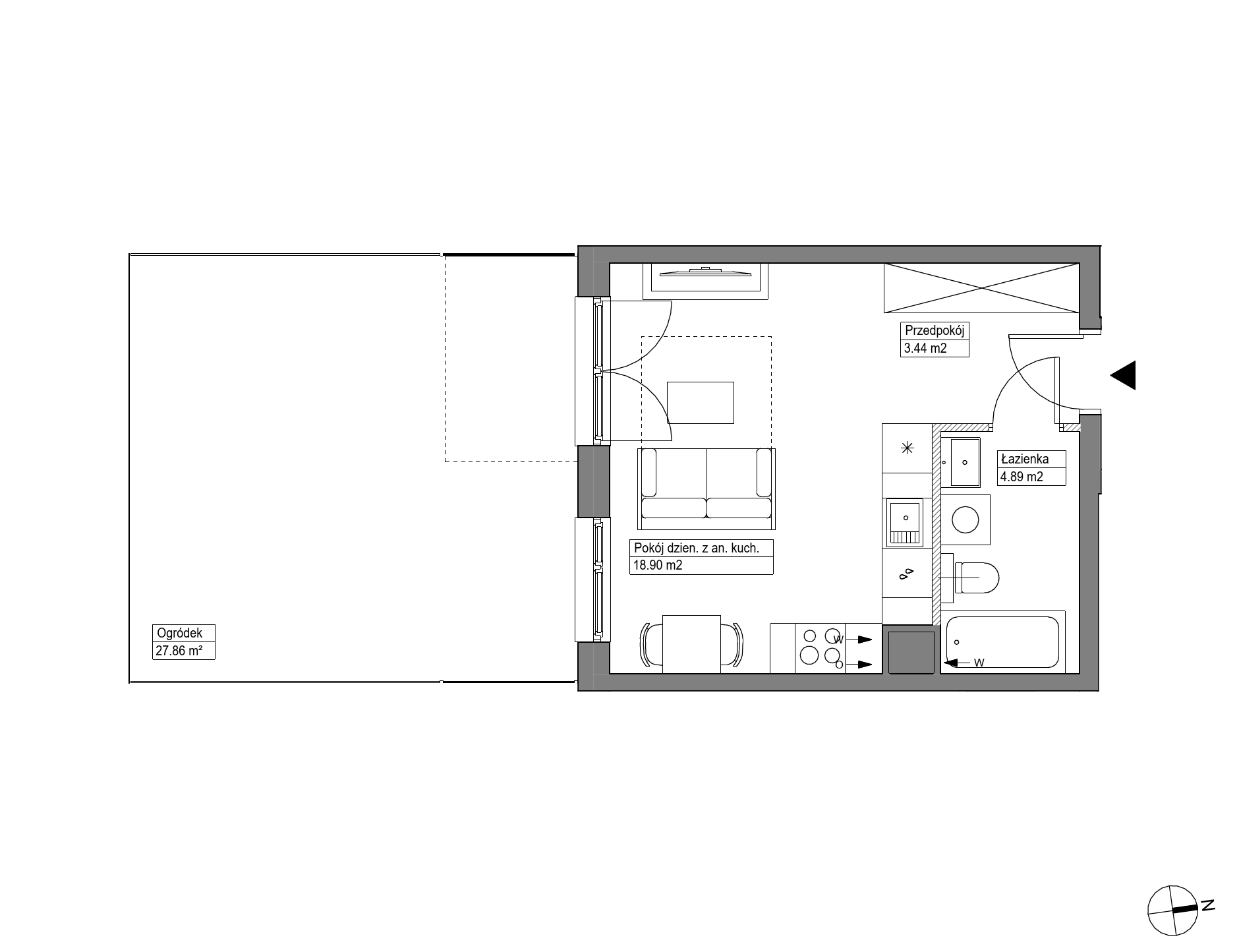 Plan 1 pok. 27m²