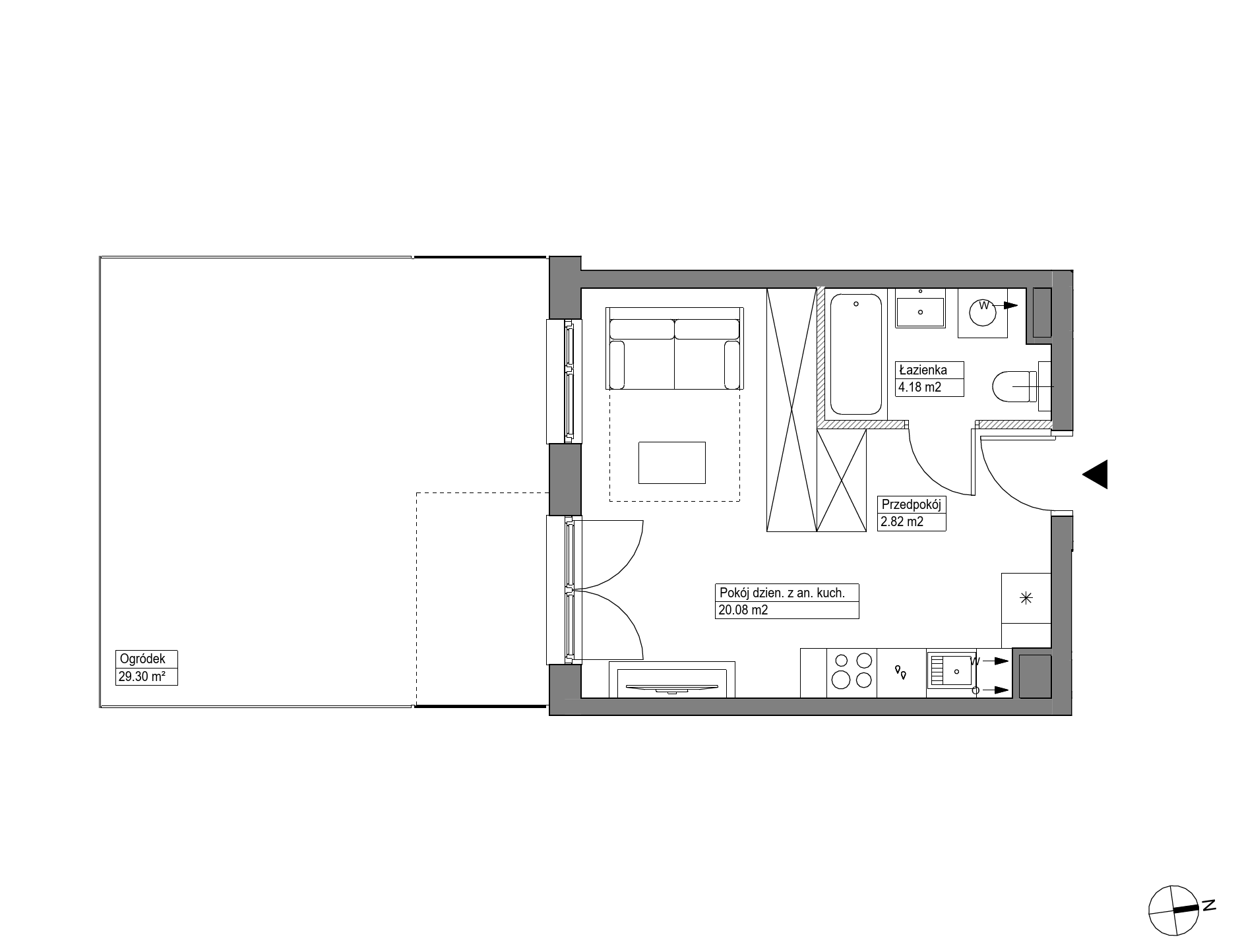 Plan 1 pok. 27m²