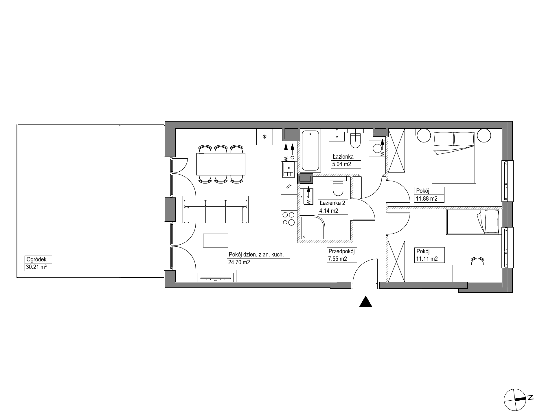 Plan 3 pok. 64m²
