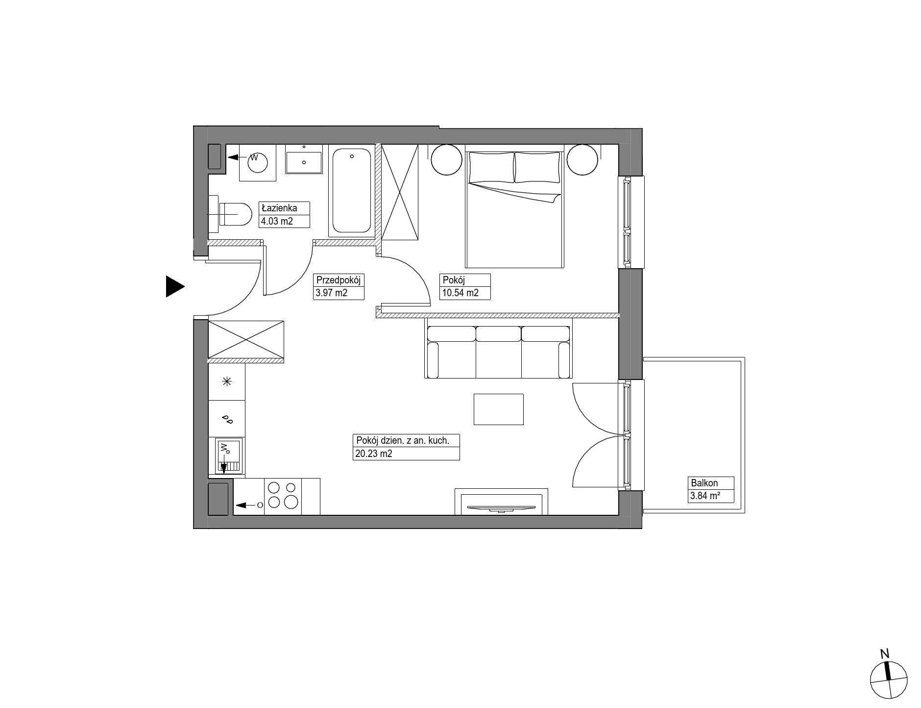 Plan 2 pok. 39m²