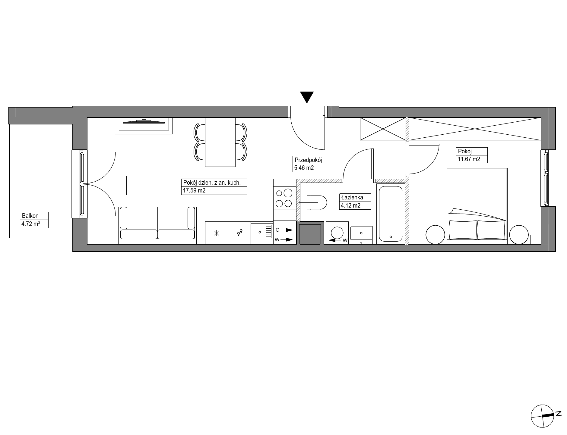 Plan 2 pok. 39m²