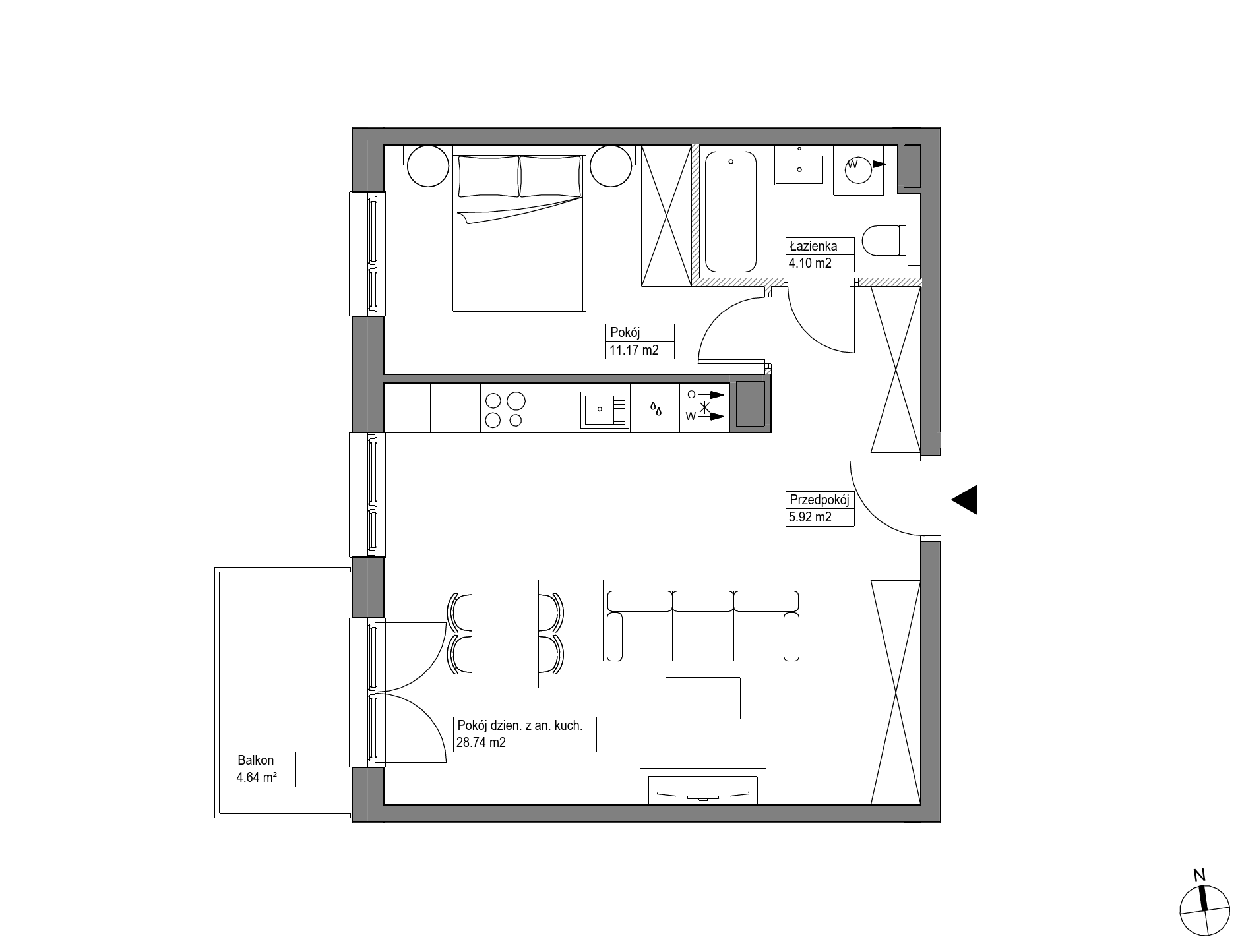 Plan 2 pok. 50m²