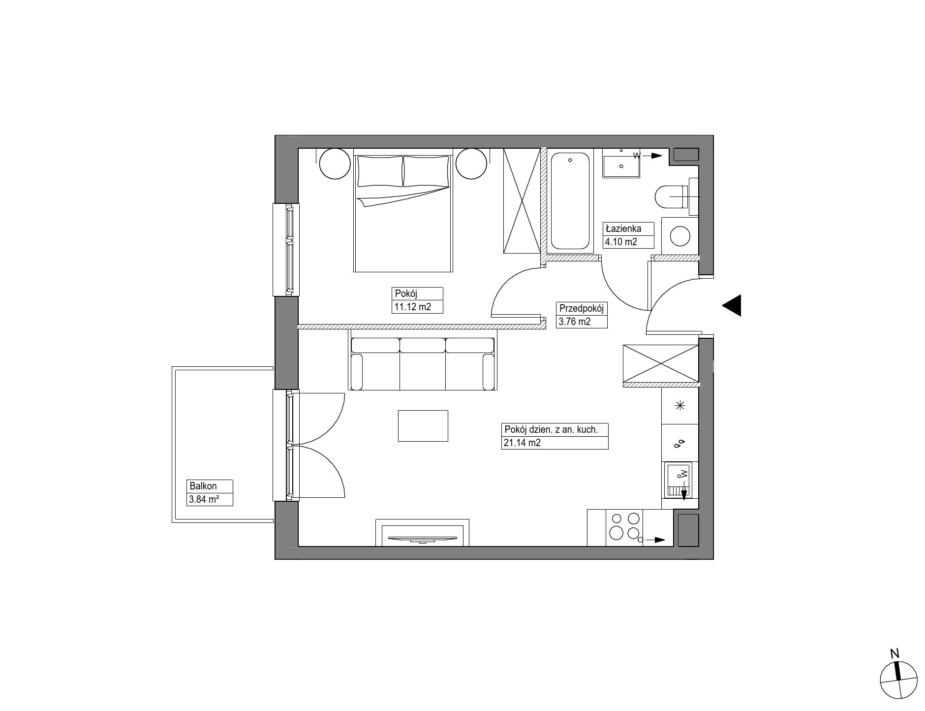 Plan 2 pok. 40m²