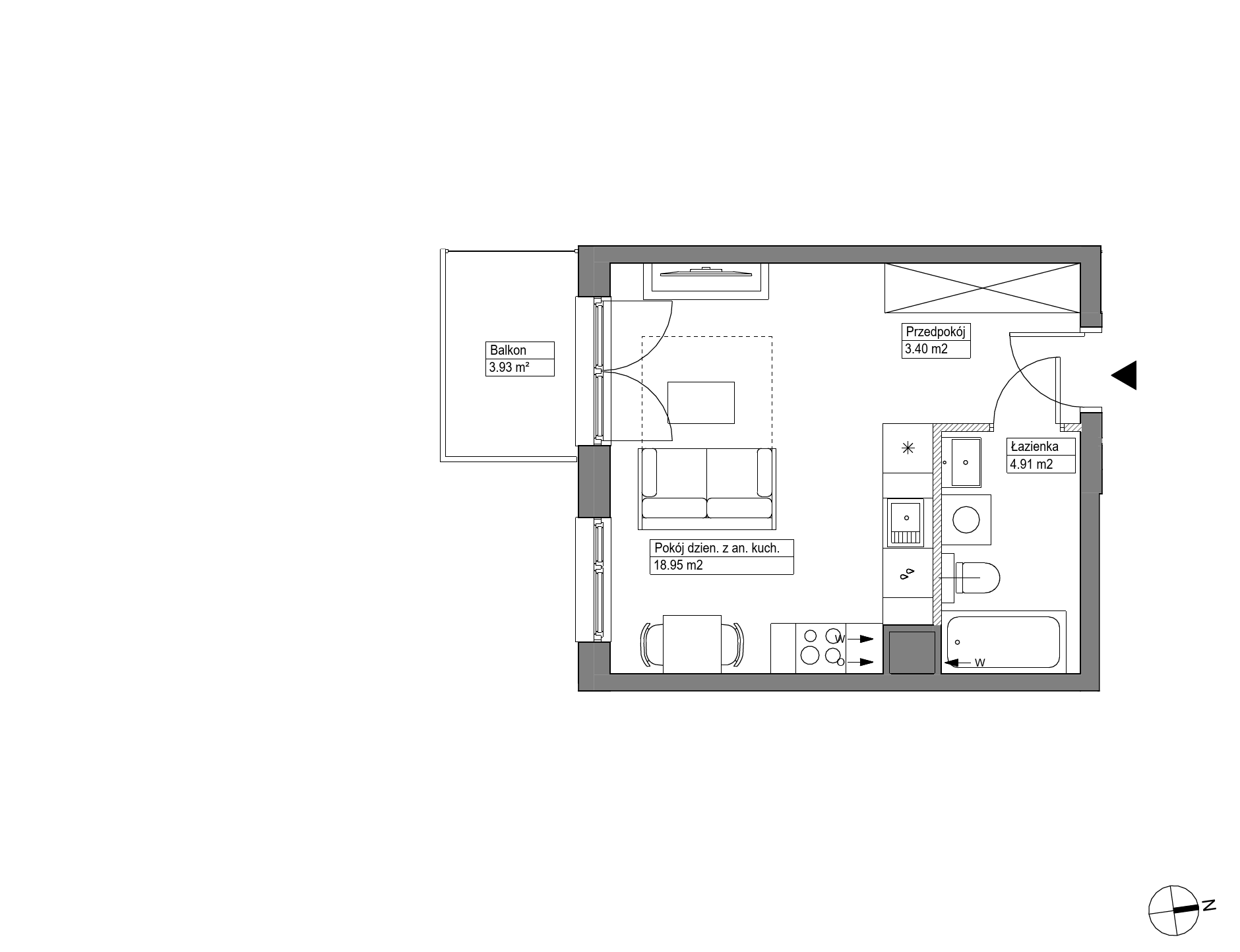 Plan 1 pok. 27m²