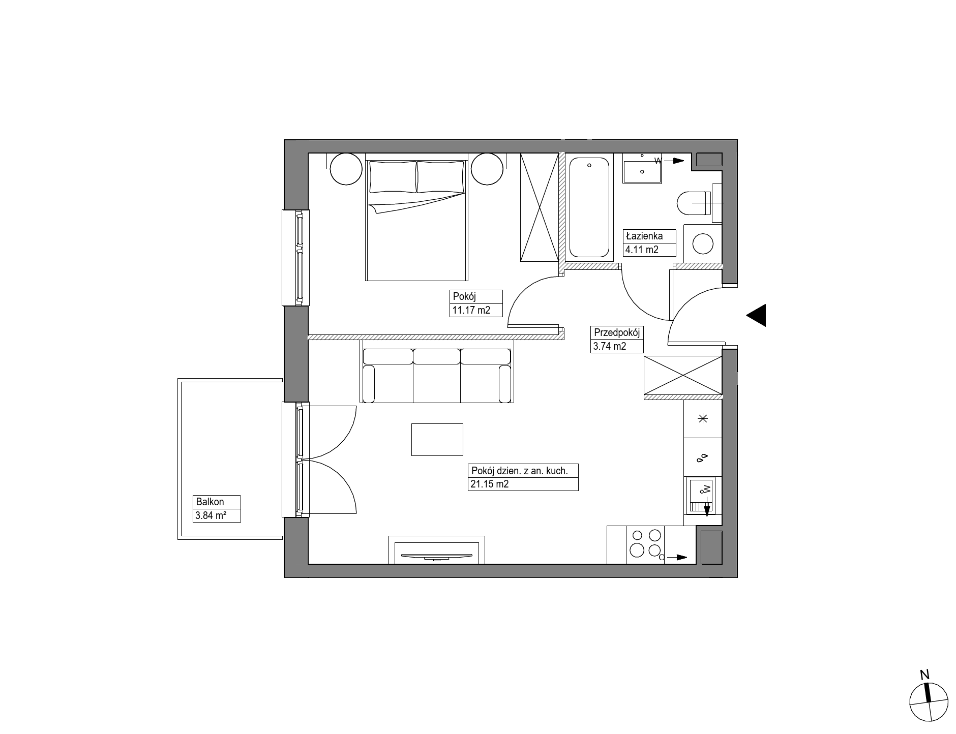 Plan 2 pok. 40m²