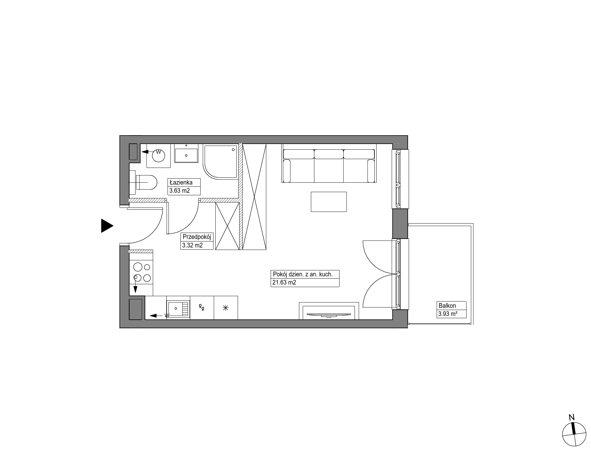 Plan 1 pok. 29m²