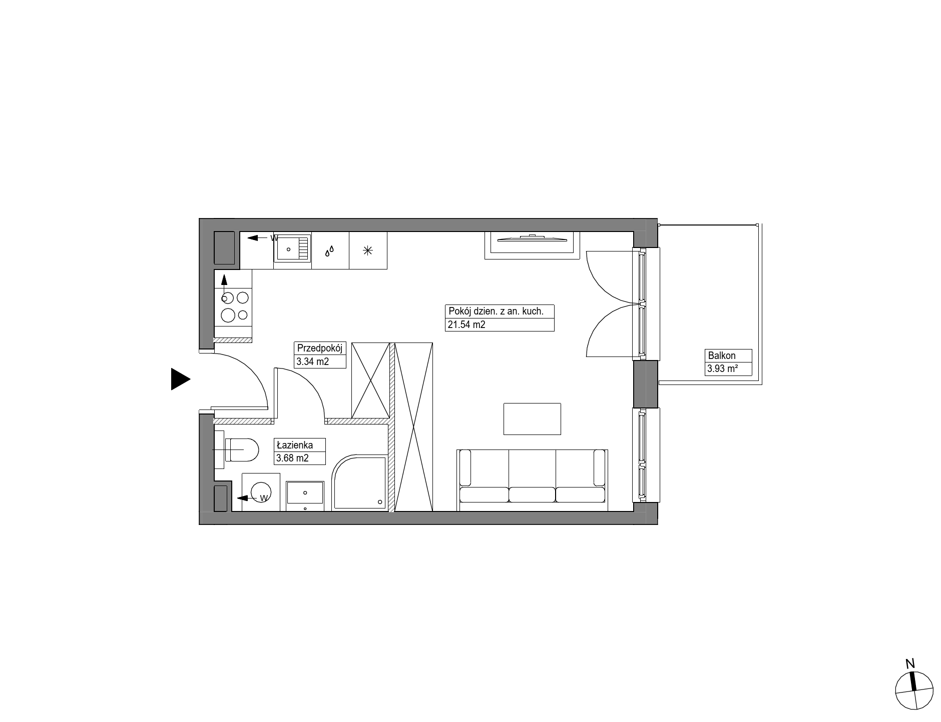 Plan 1 pok. 29m²