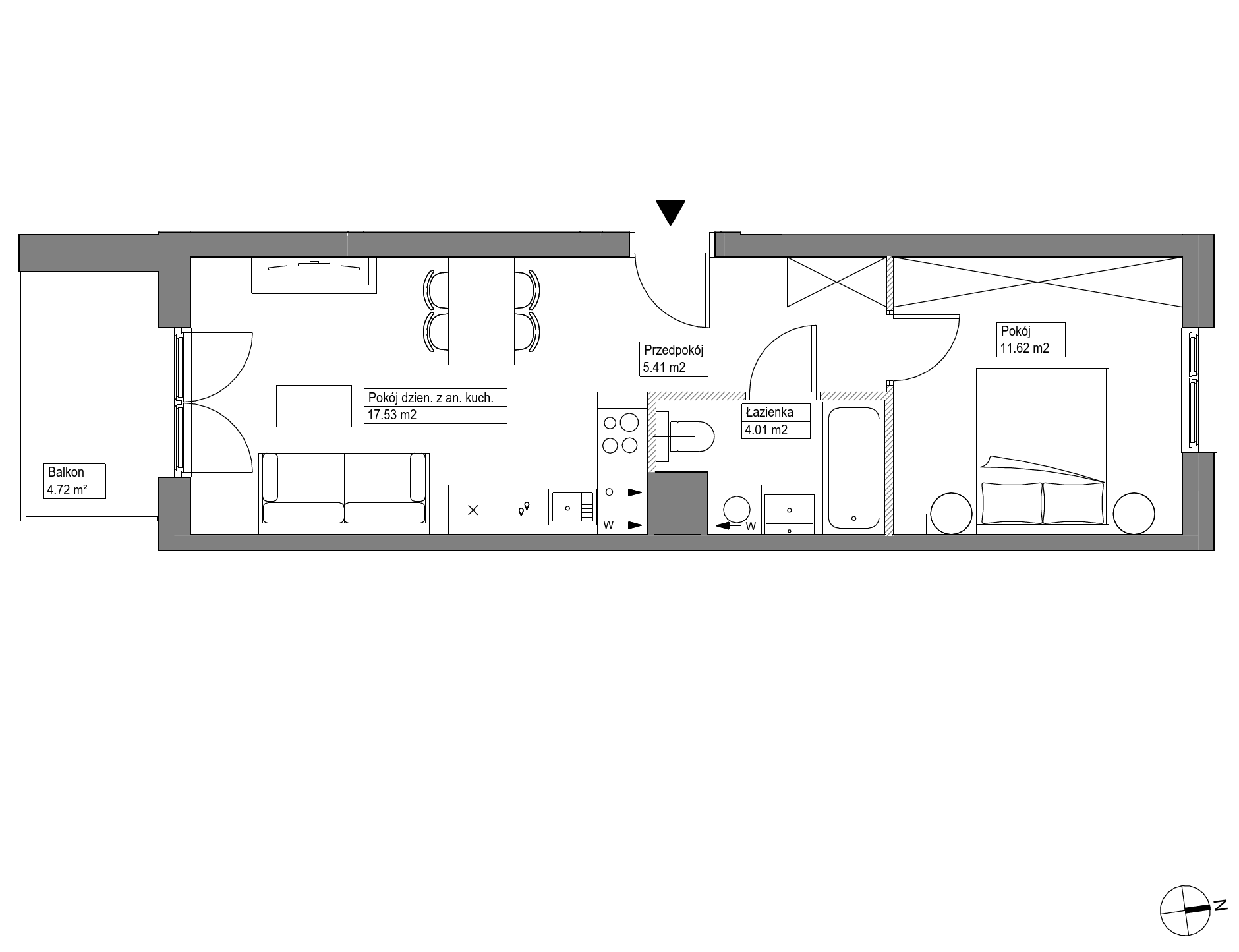 Plan 2 pok. 39m²