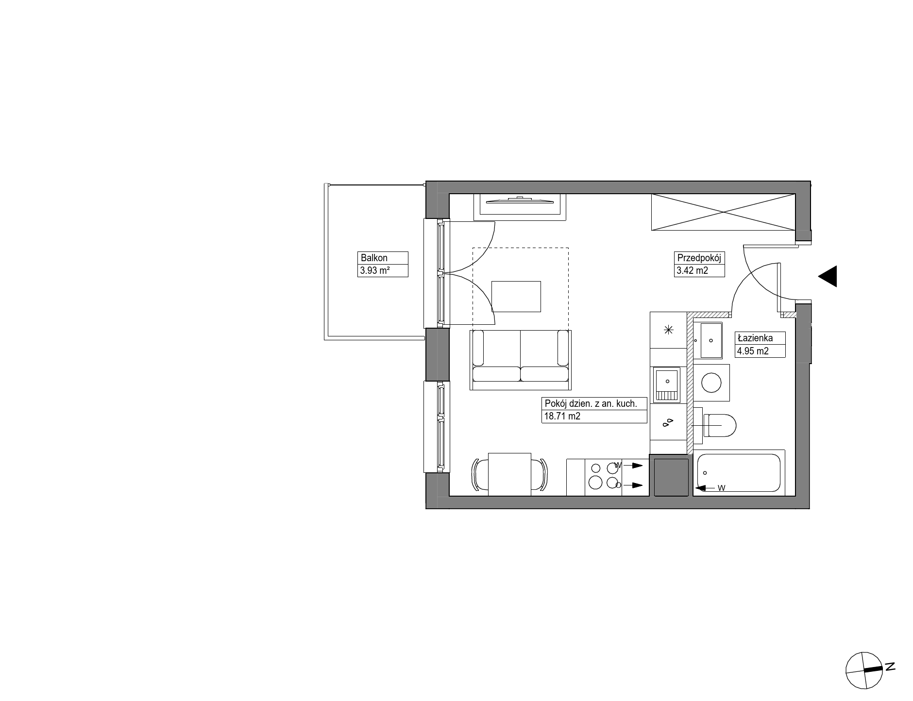 Plan 1 pok. 27m²