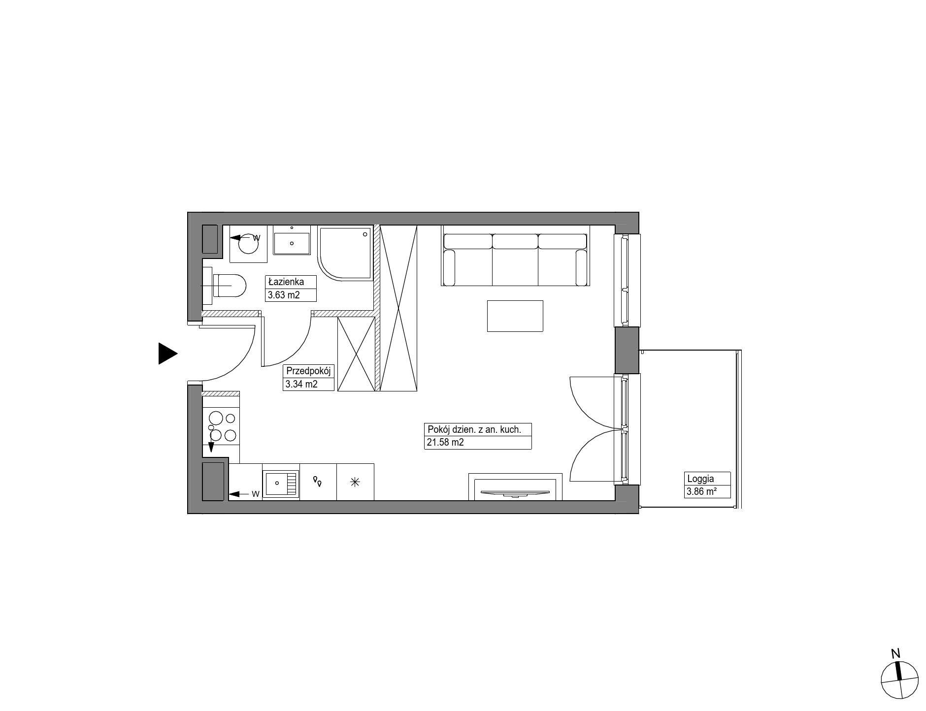 Plan 1 pok. 29m²