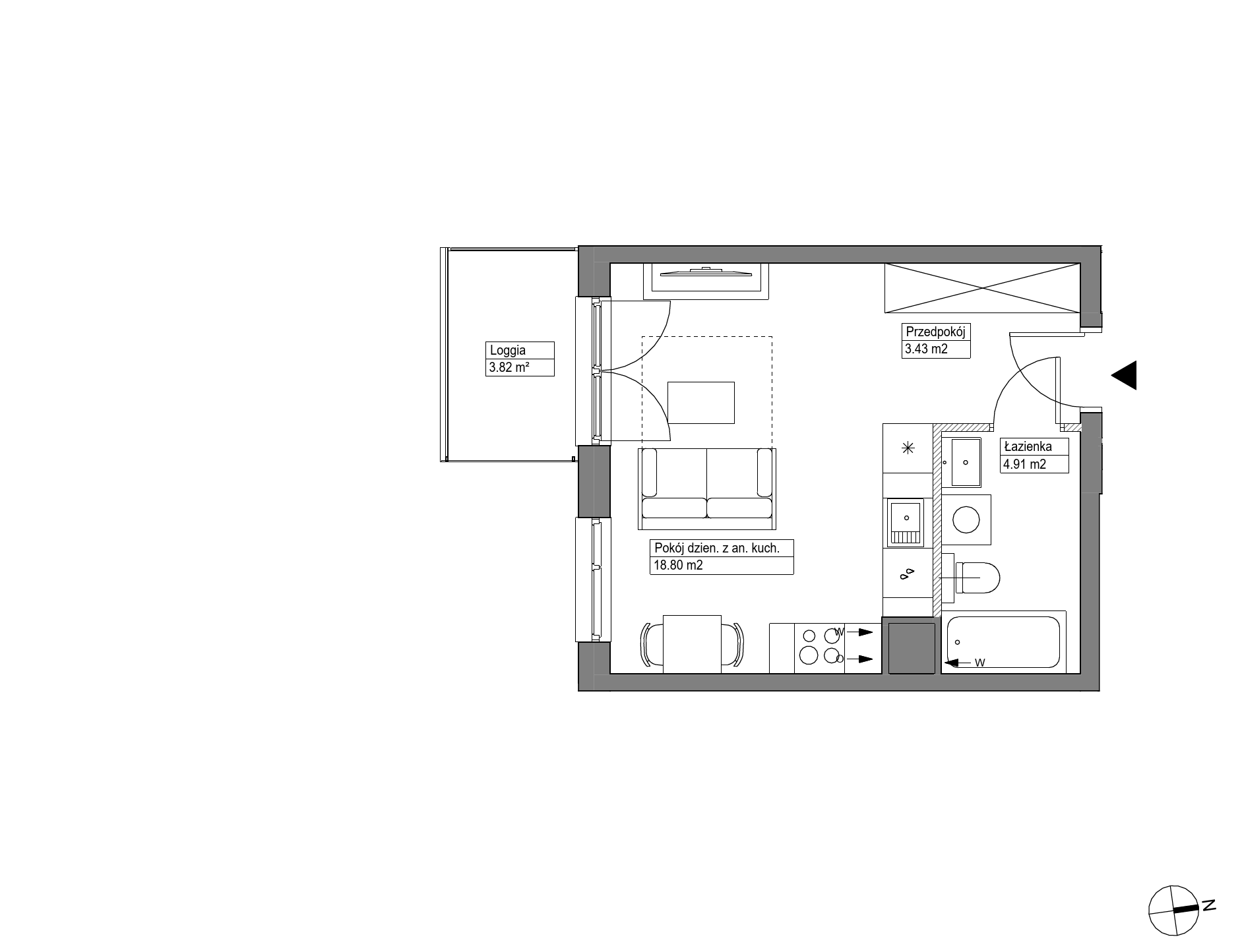 Plan 1 pok. 27m²