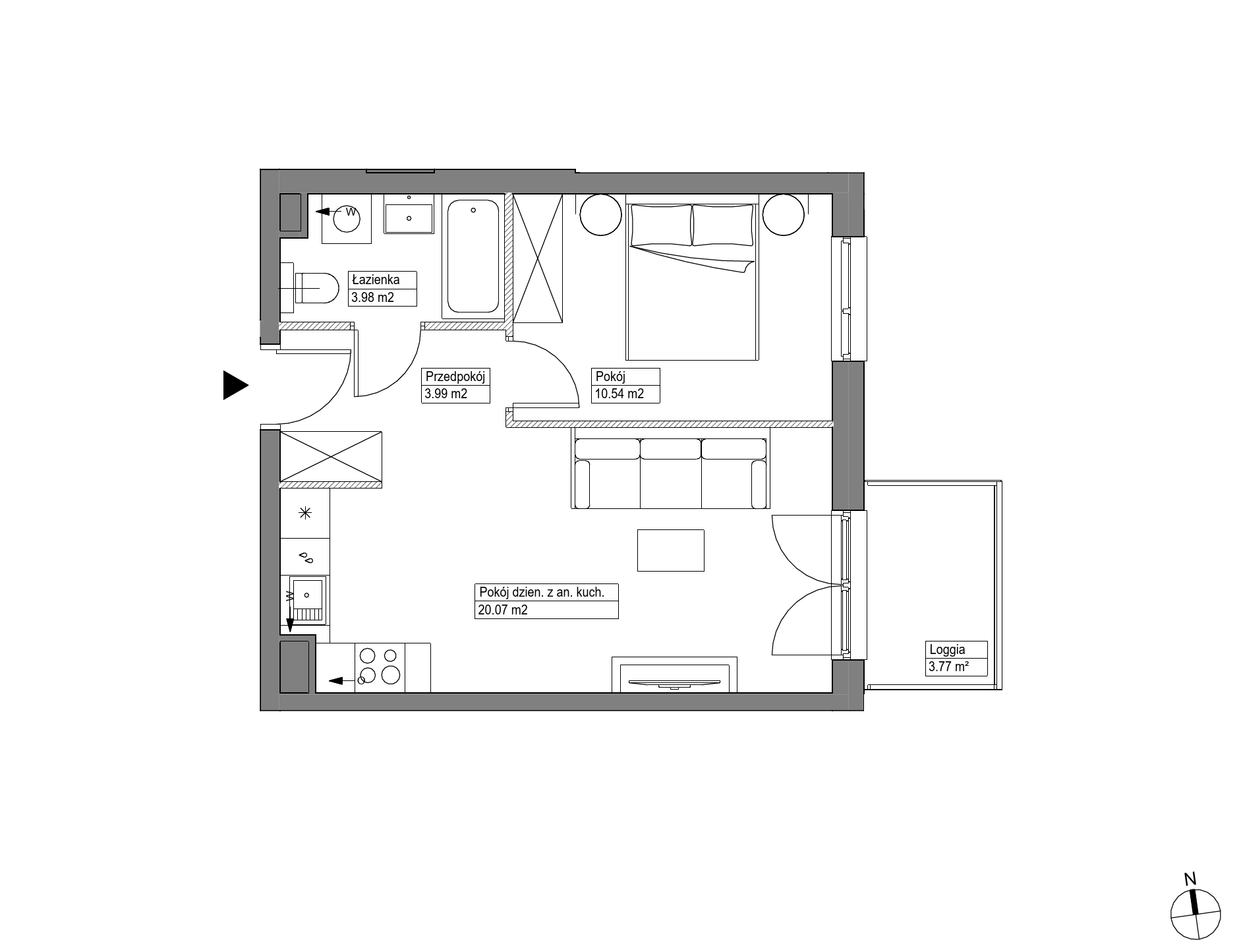 Plan 2 pok. 39m²