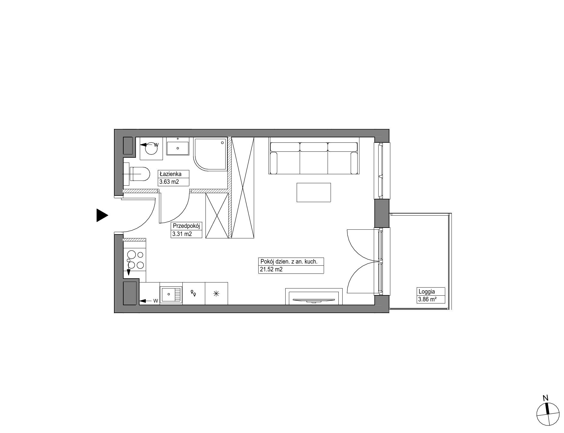 Plan 1 pok. 28m²