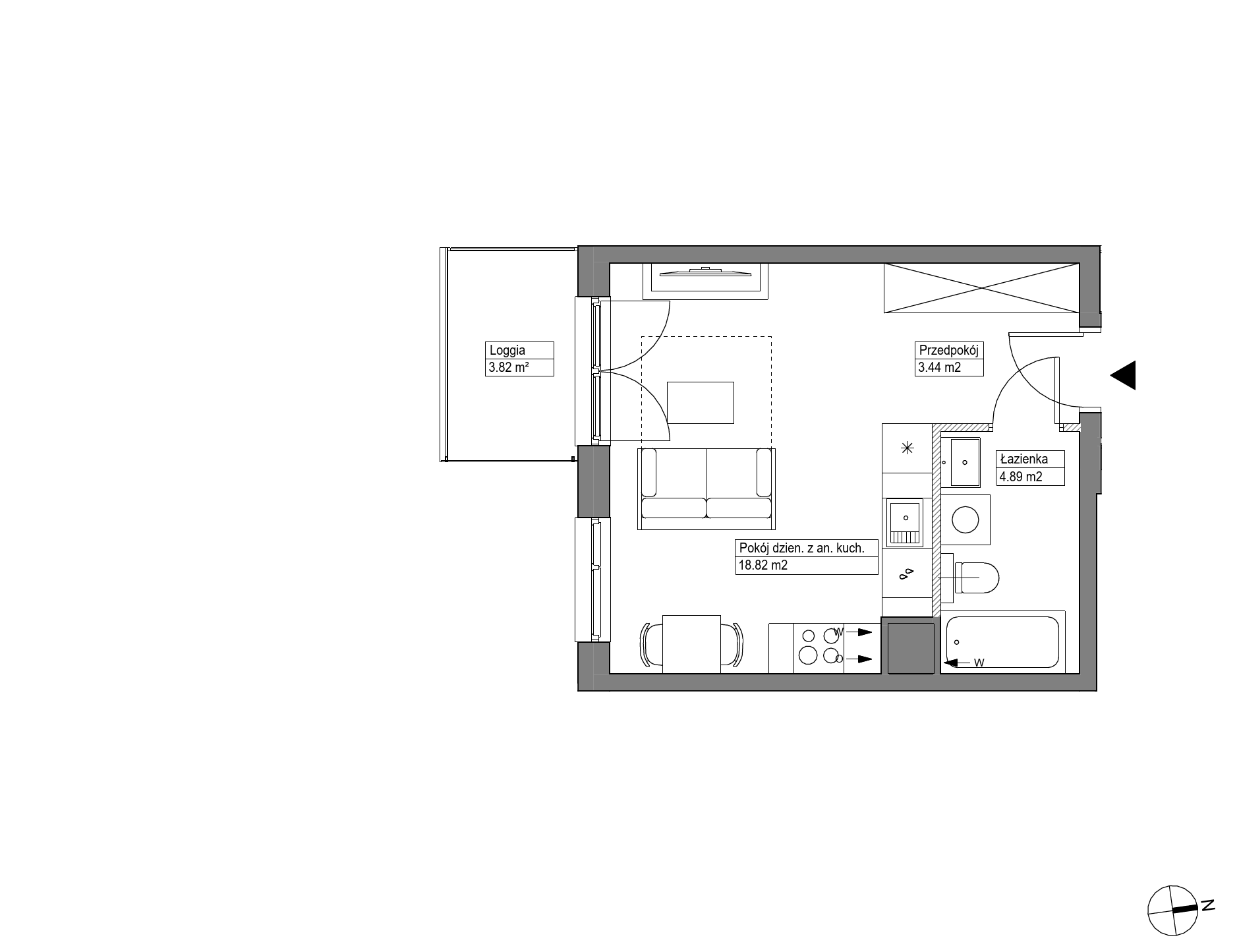Plan 1 pok. 27m²