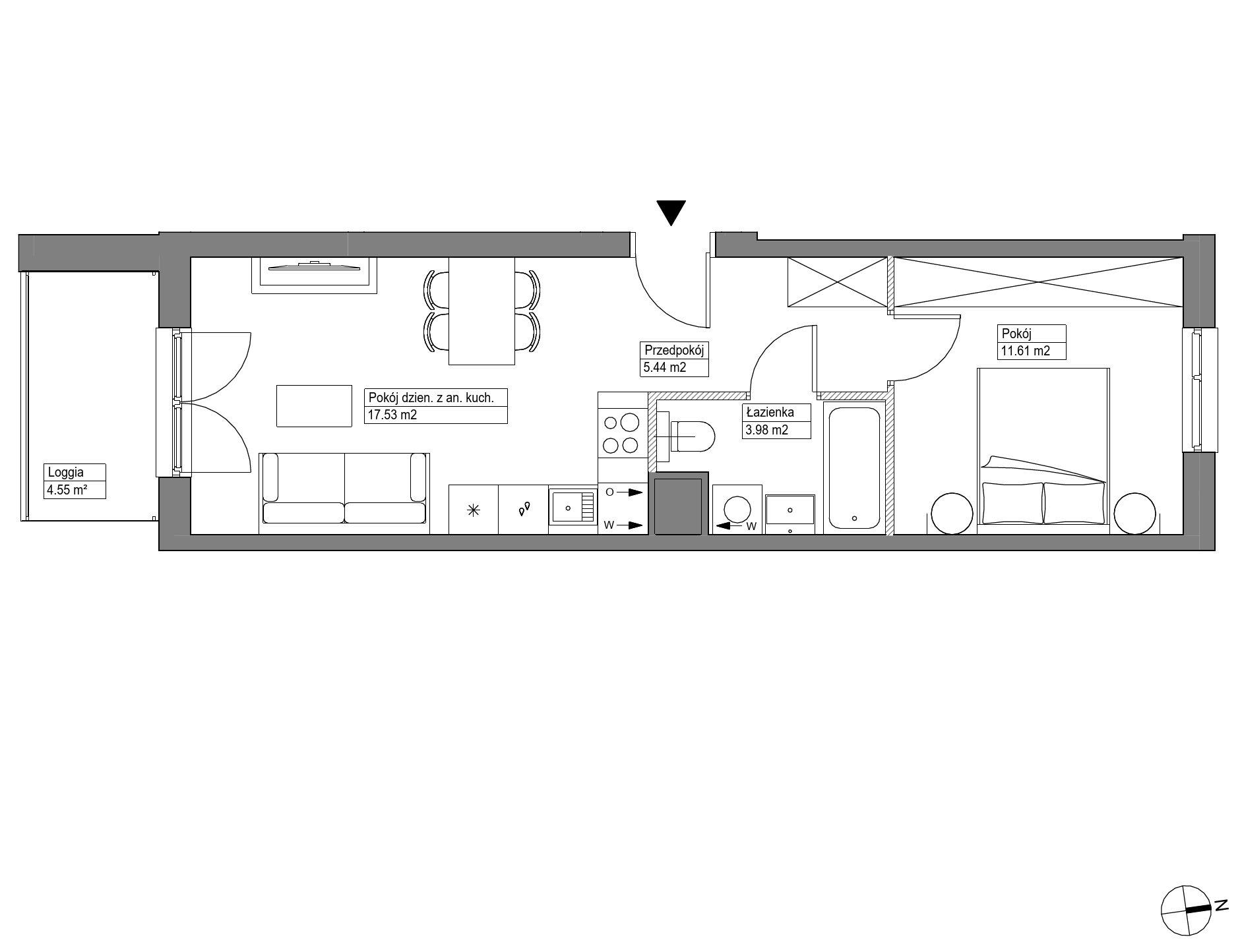 Plan 2 pok. 39m²