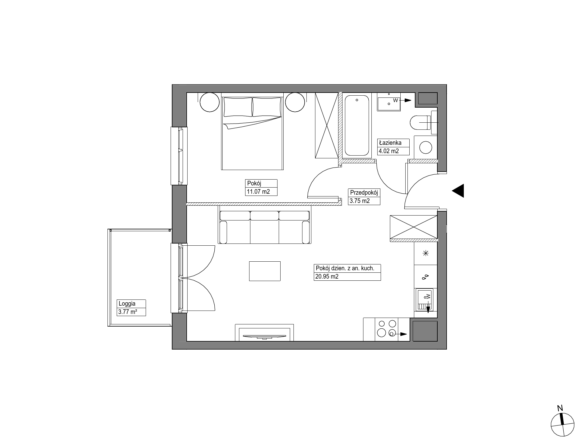 Plan 2 pok. 40m²