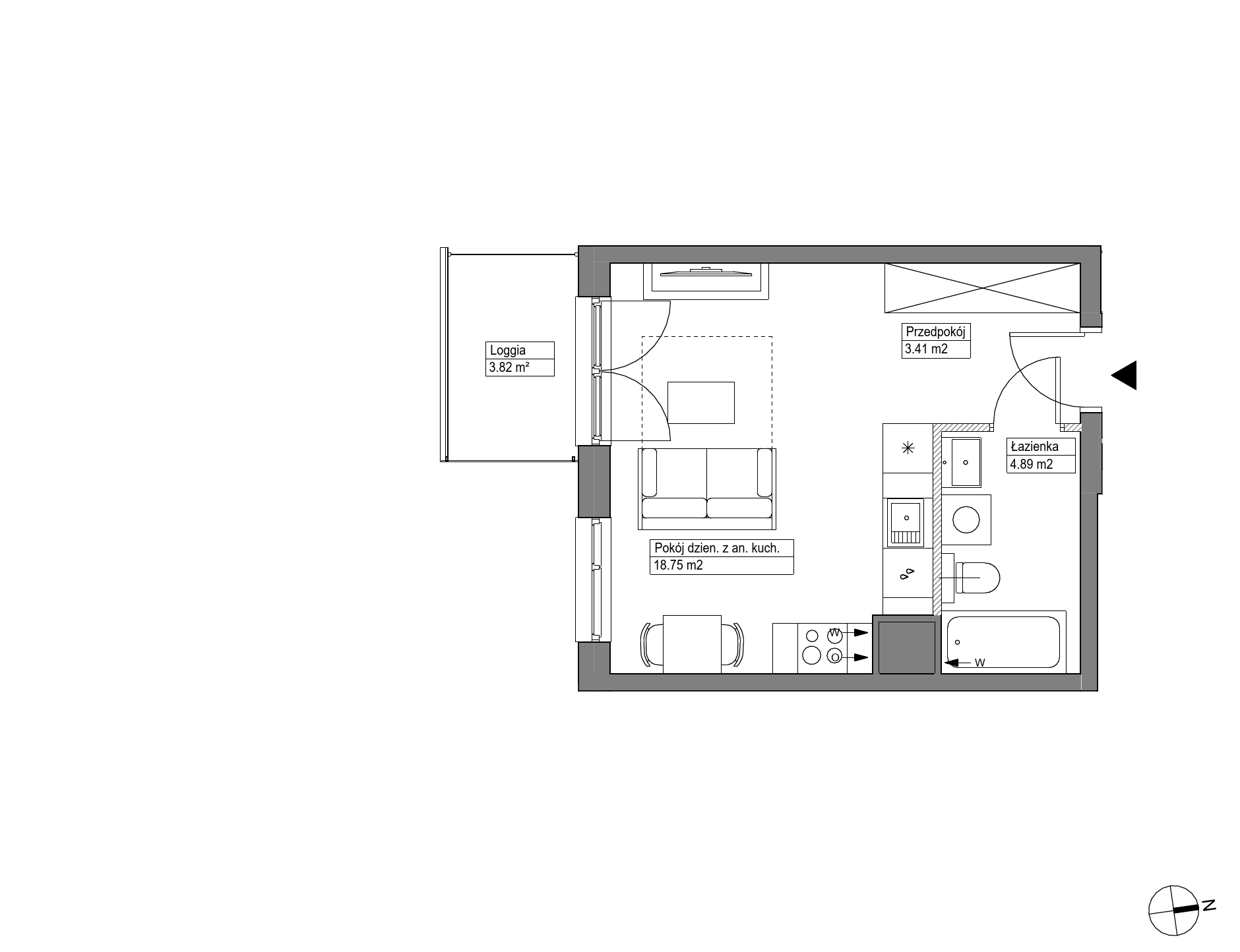 Plan 1 pok. 27m²